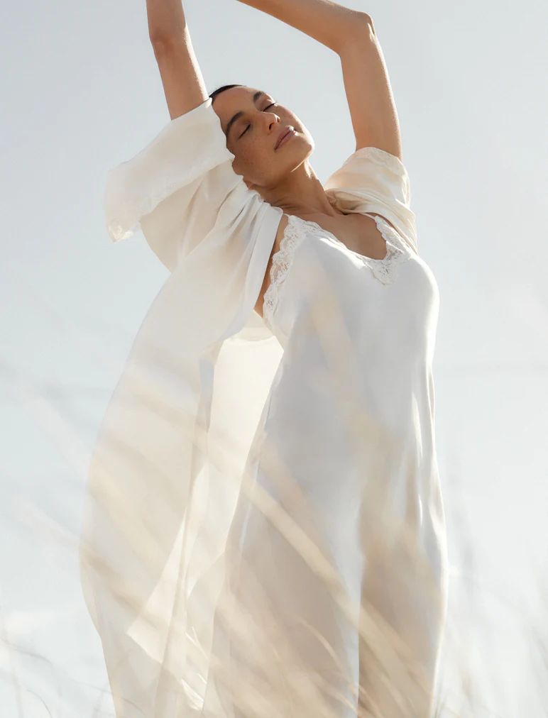 Camille Silk Lace Maxi Robe - Image 3