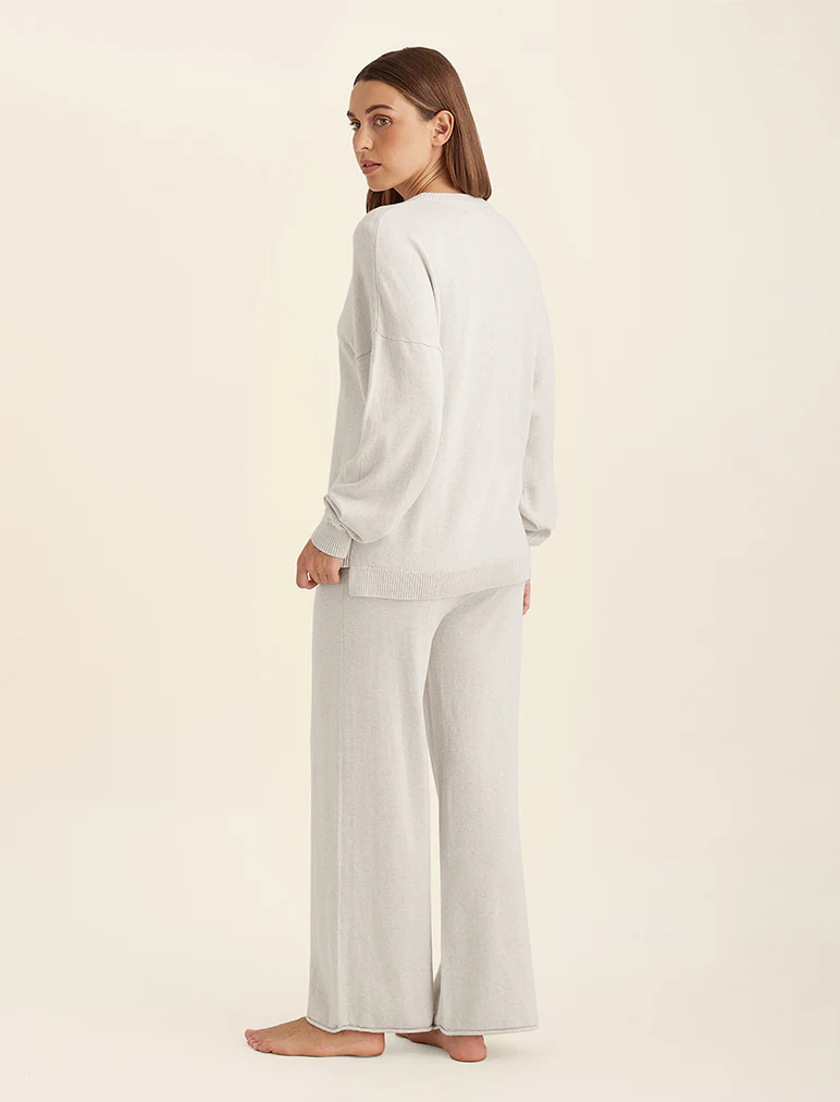 Cotton Cashmere Crew Neck Long Sleeve Top - Image 3