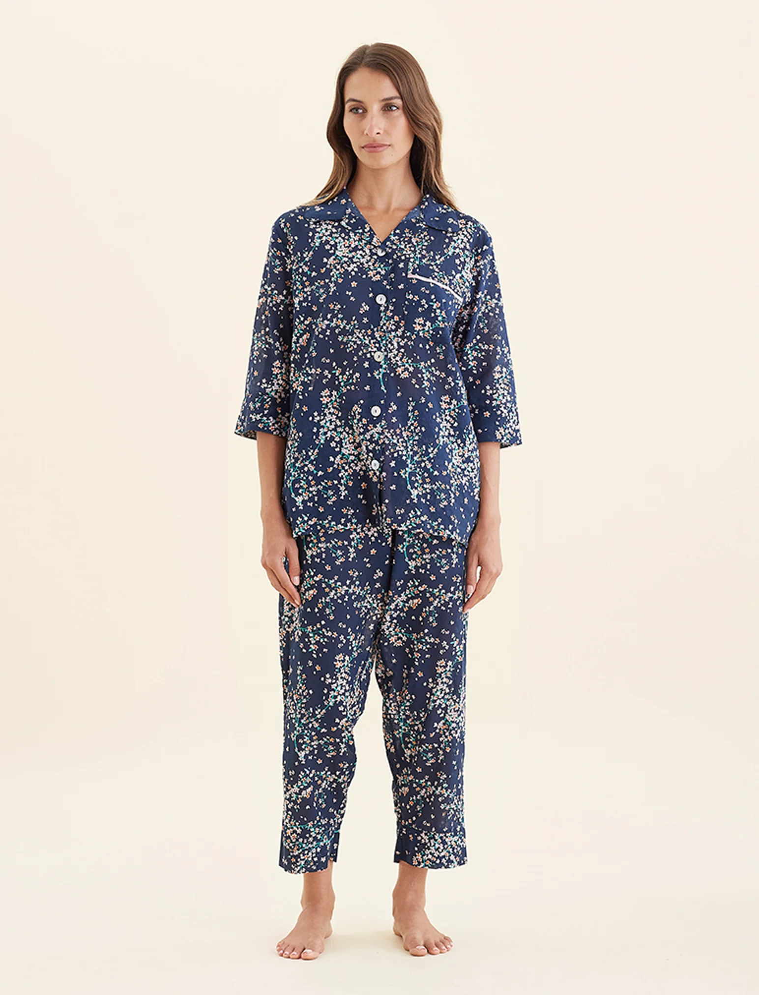 Cheri Blossom Crop PJ Set with Eye Mask - Image 3