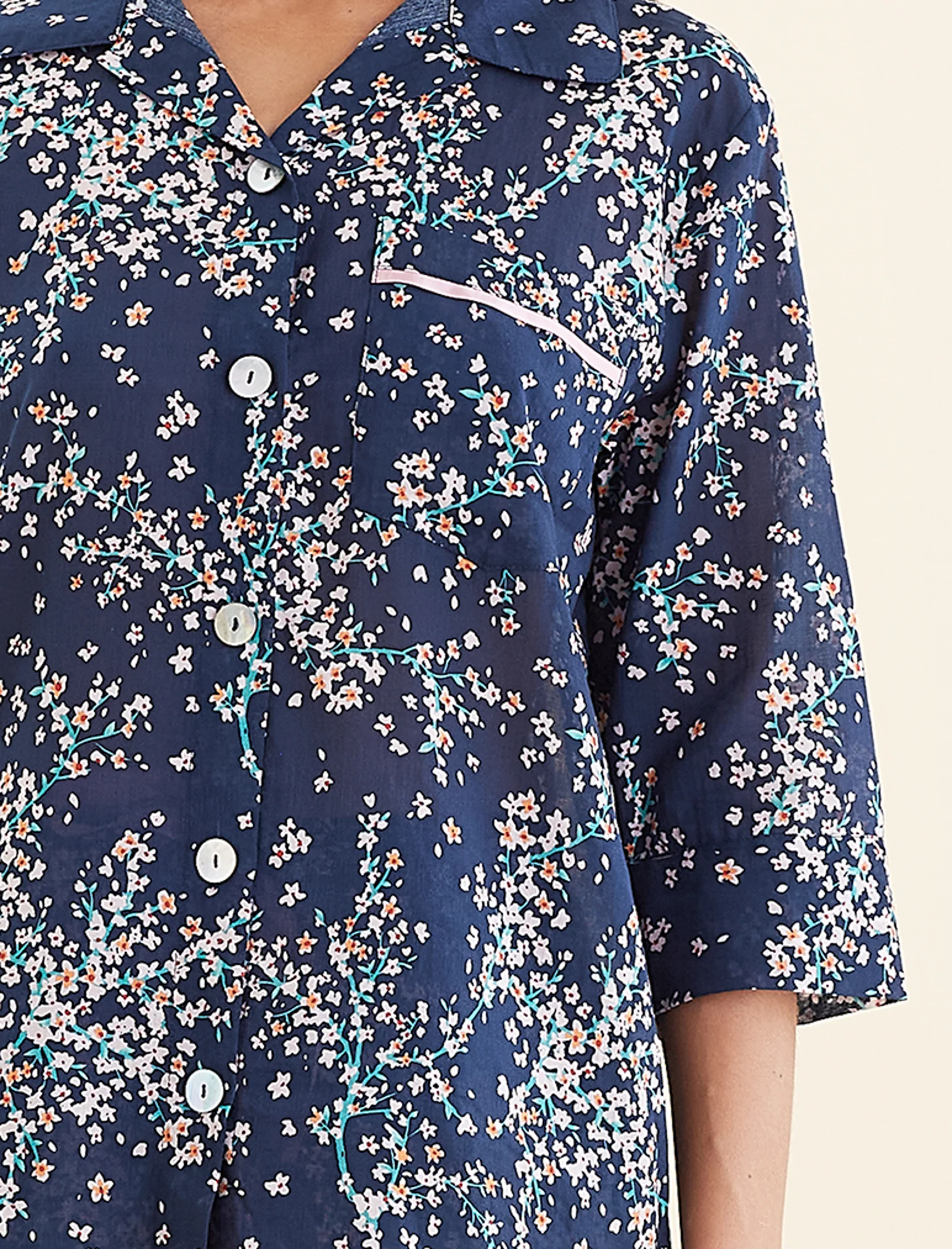 Cheri Blossom Crop PJ Set with Eye Mask - Image 4