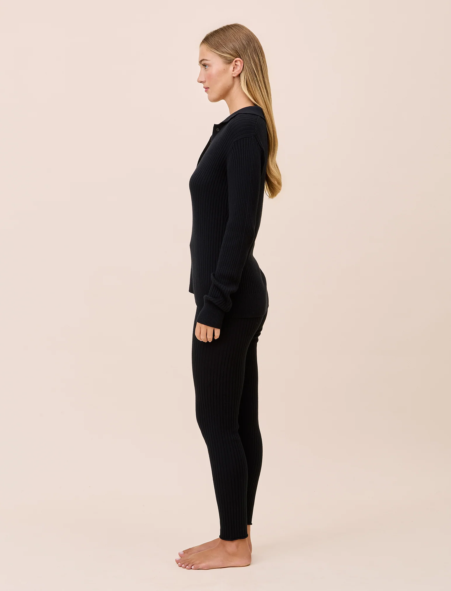 Colette Cosy Cotton Silk Rib Long Sleeve Top - Image 4