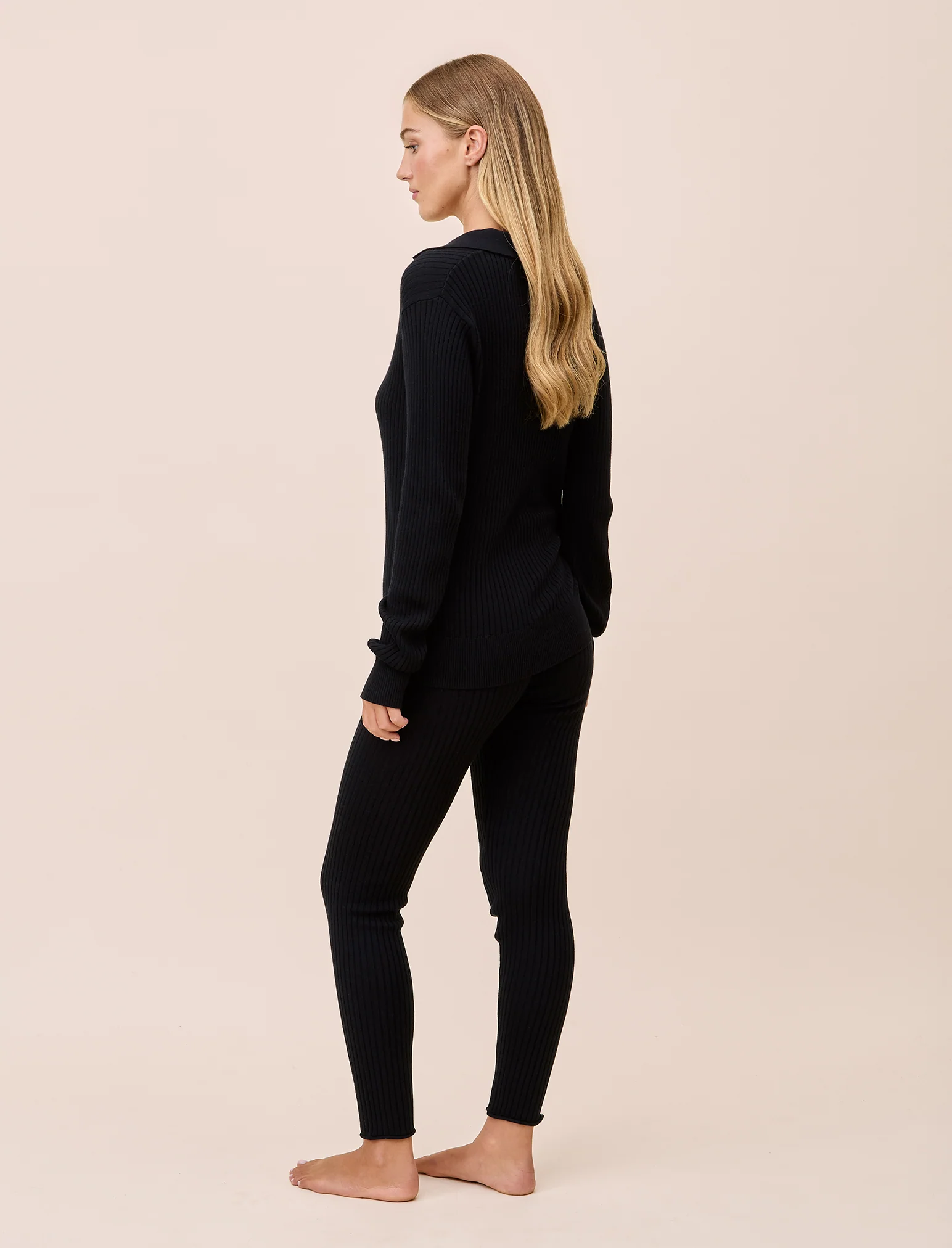 Colette Cosy Cotton Silk Rib Long Sleeve Top - Image 5