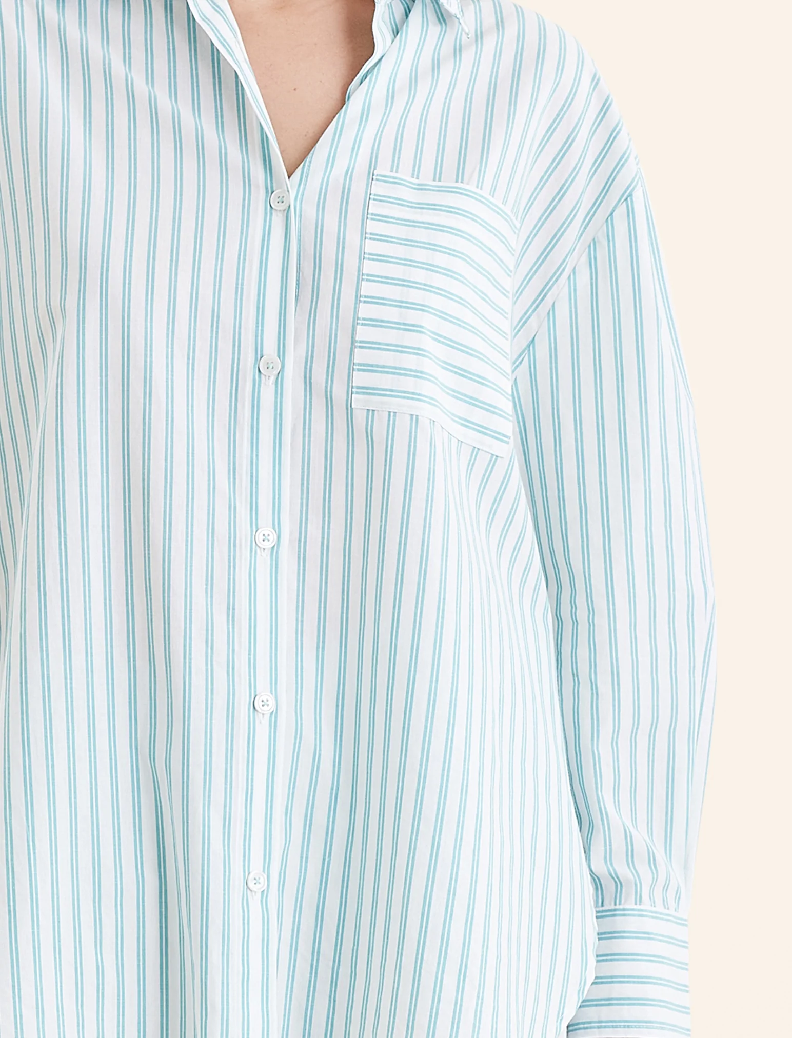 Double Stripe Shirting Full Length PJ Set - Image 2