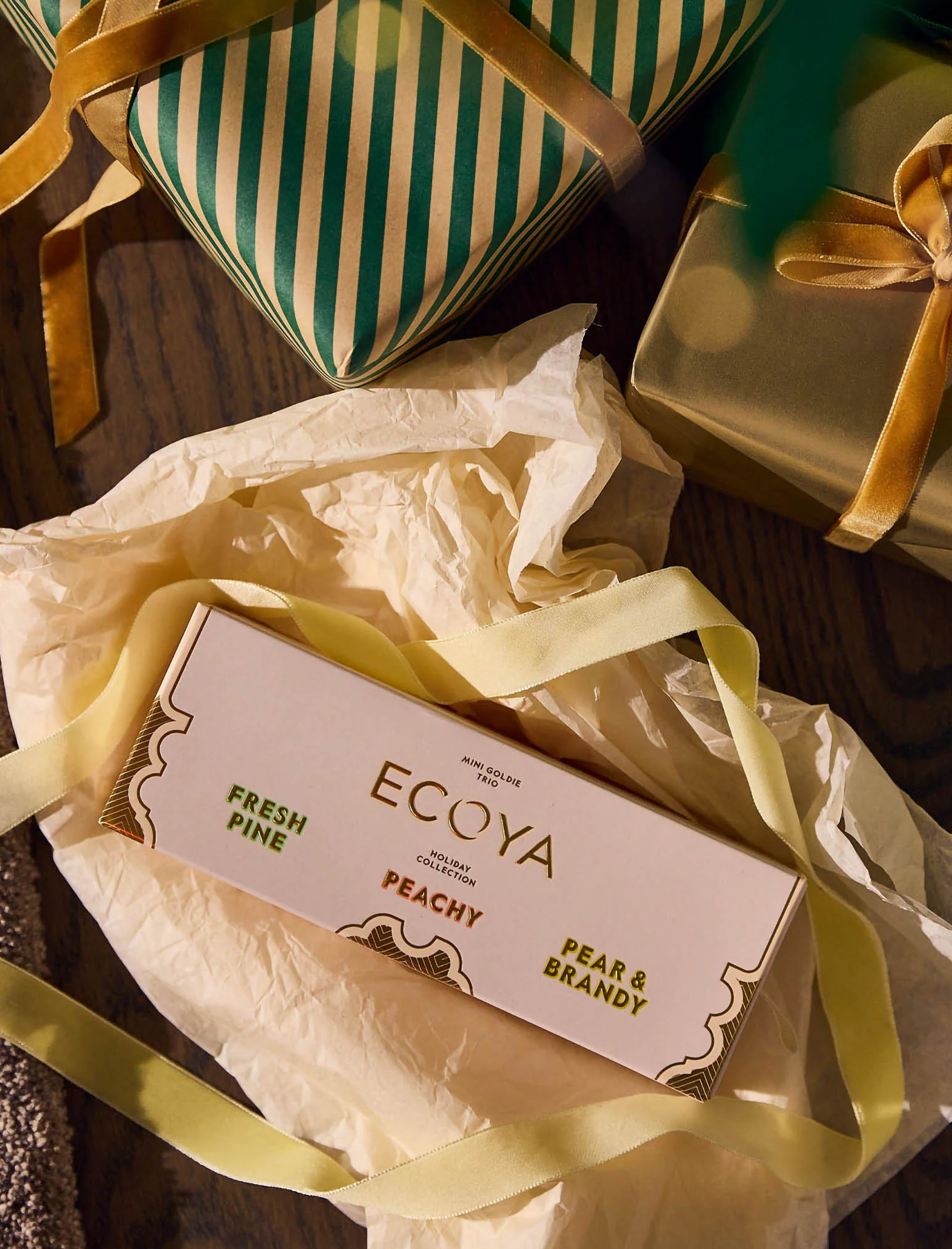 Ecoya Mini Goldie Trio - Fresh Pine, Pear & Brandy, Peachy - Image 3