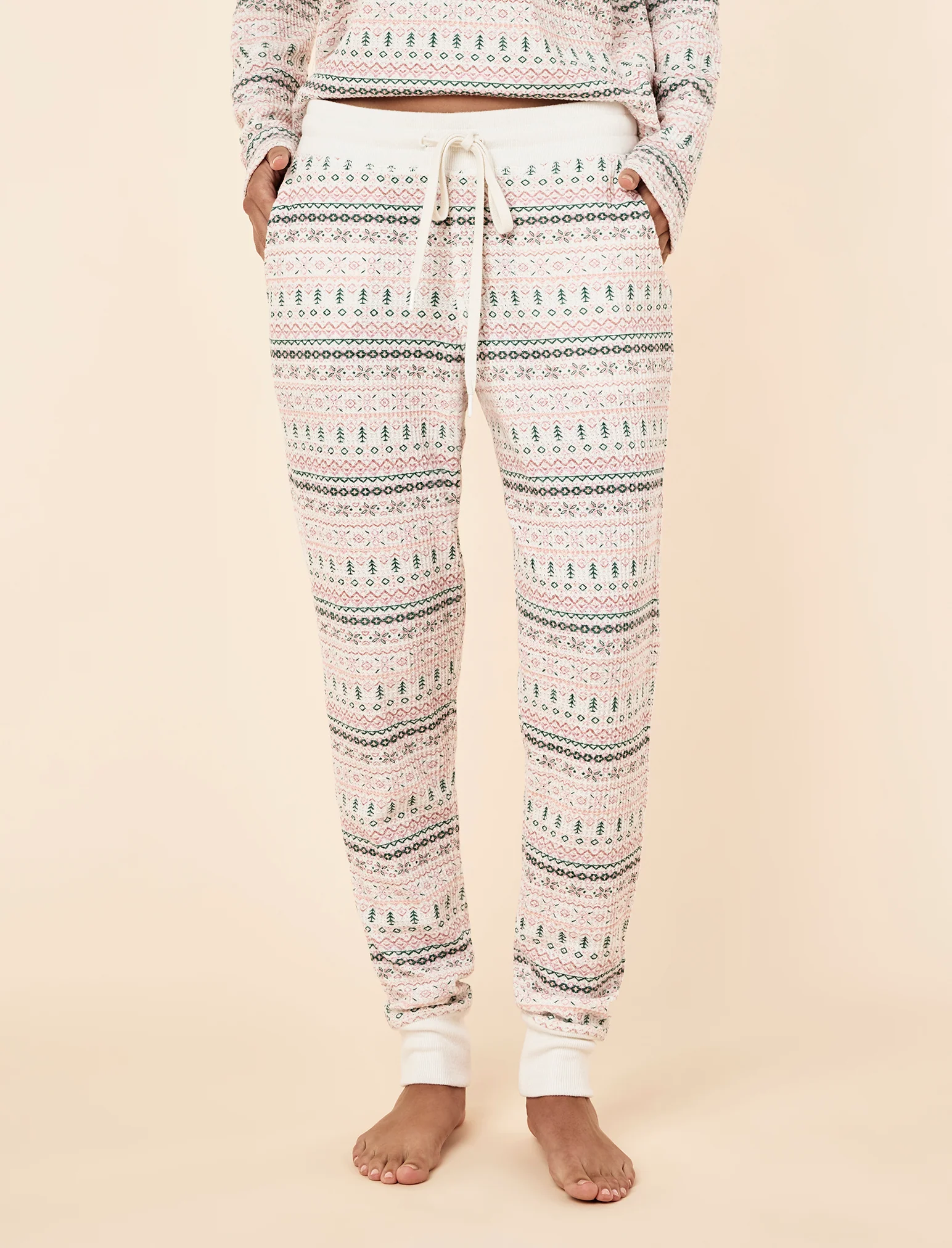 Fairisle Waffle Long Sleeve Top and Jogger - Image 4