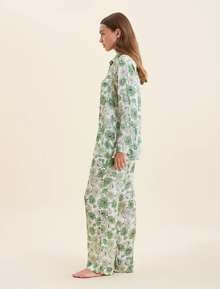 Florence Silk Full Length PJ Set - Image 3