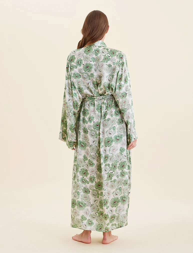 Florence Silk Kimono Maxi Robe - Image 5