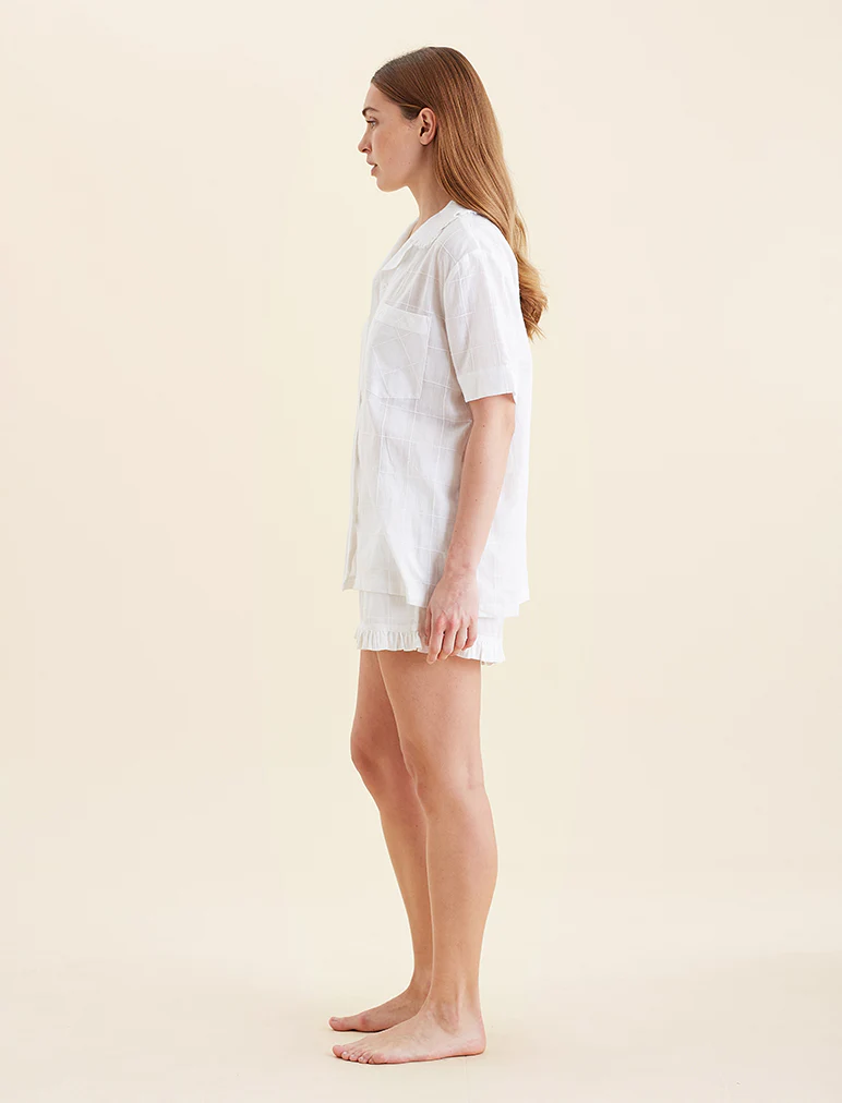 Ivy Organic Cotton Frill Short Sleeve Boxer PJ Set - Image 5