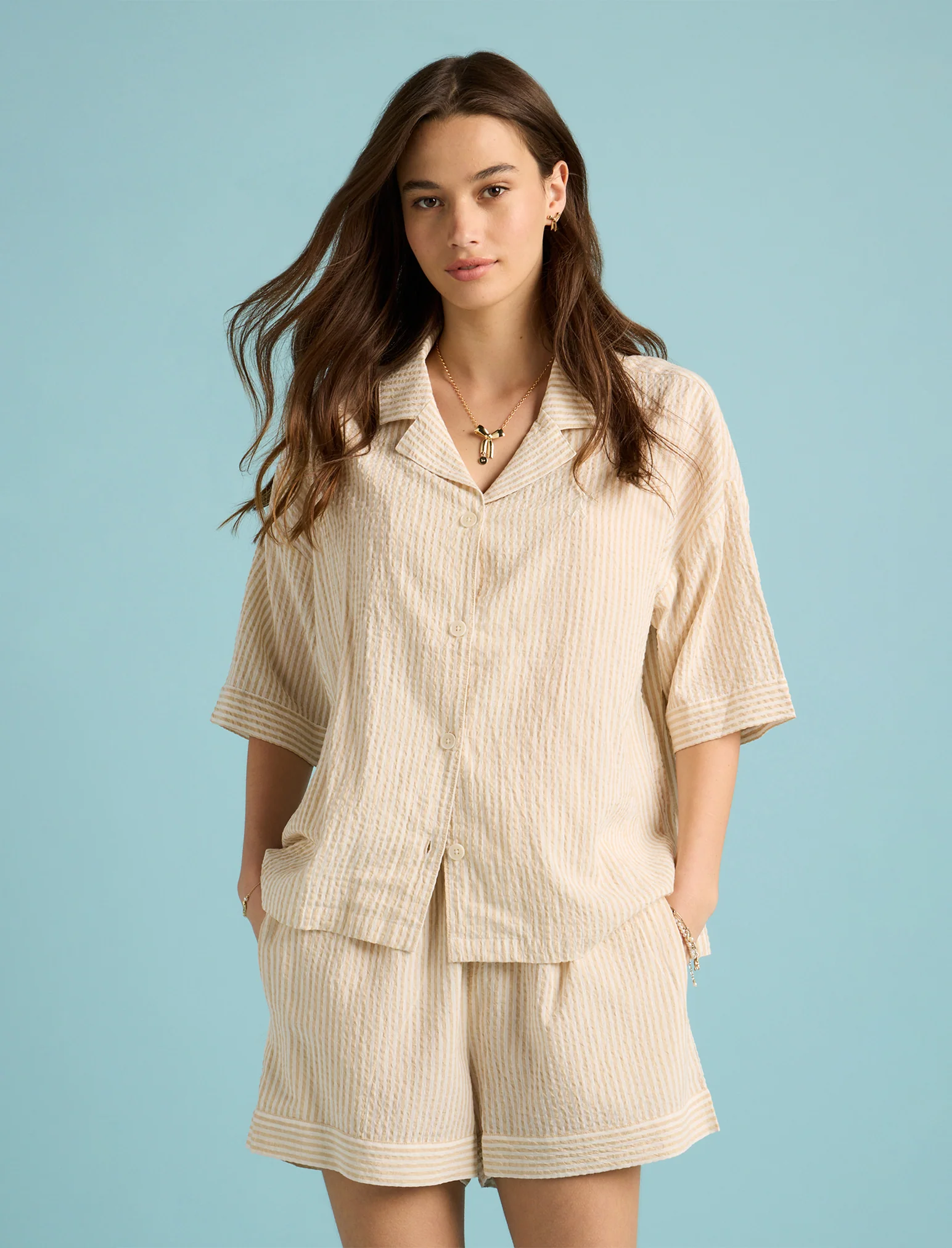 Karen Walker Seersucker Stripe Boxer PJ Set