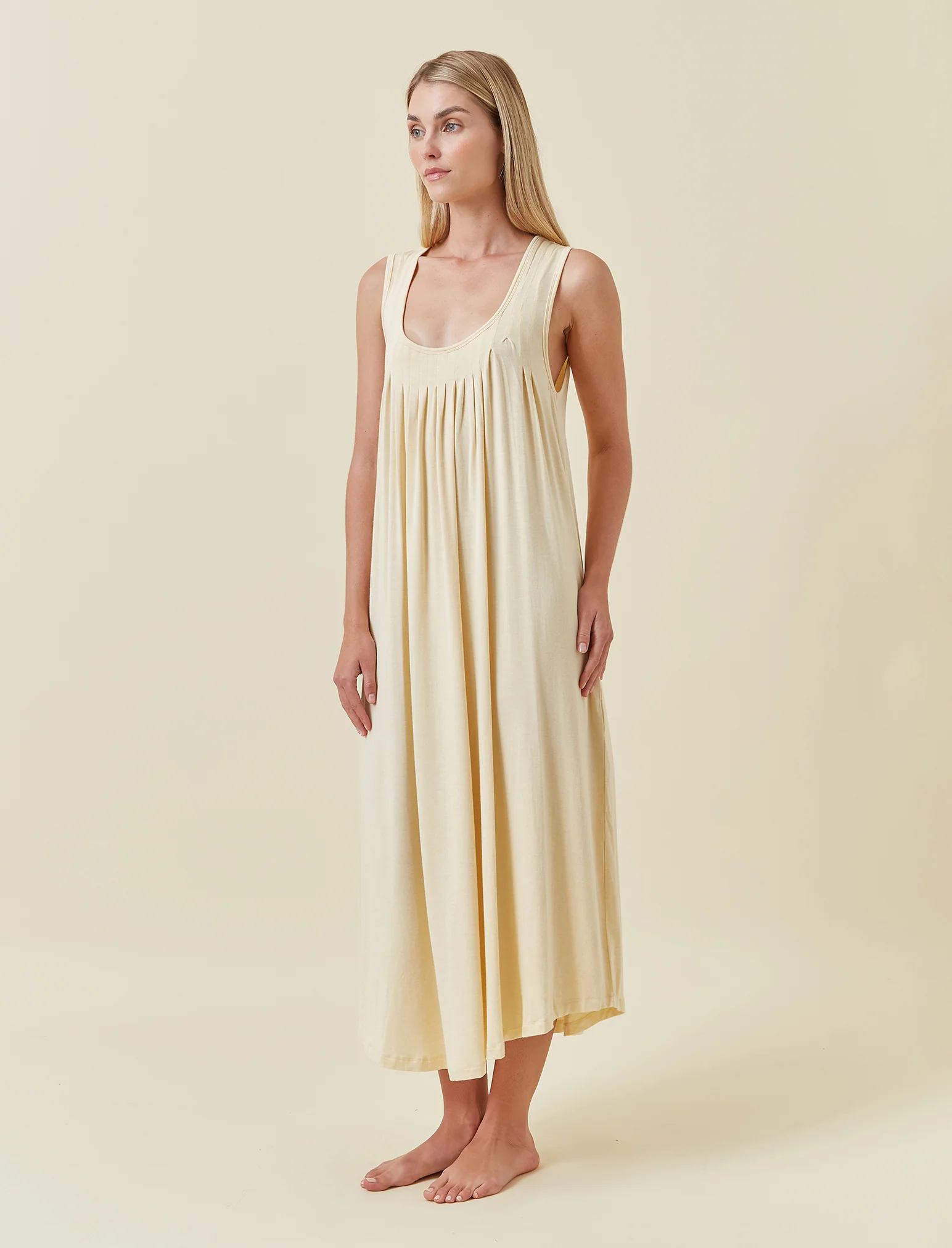 Kate Modal Soft Pleat Front Maxi Nightie - Image 3