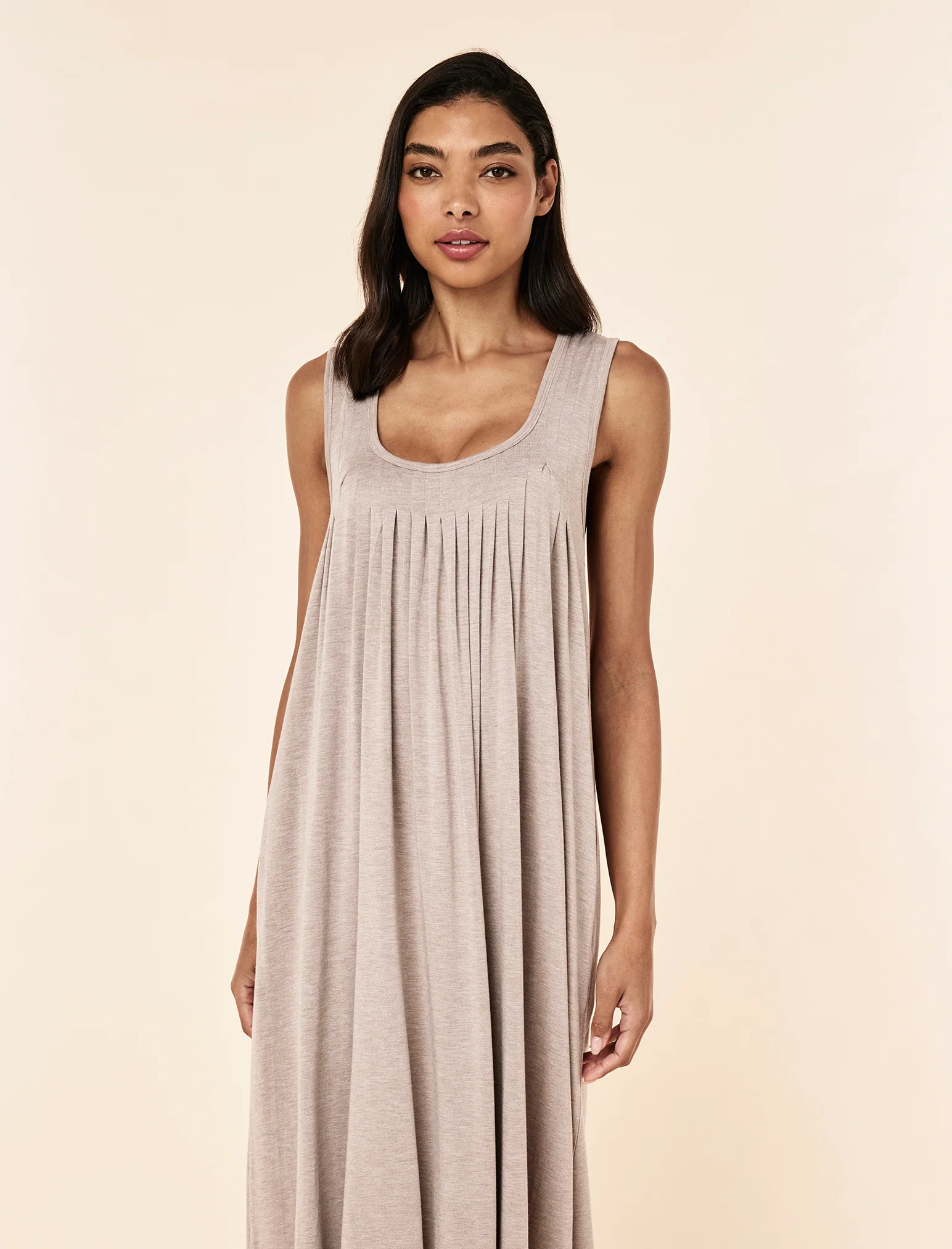 Kate Modal Soft Pleat Front Maxi Nightie - Image 3