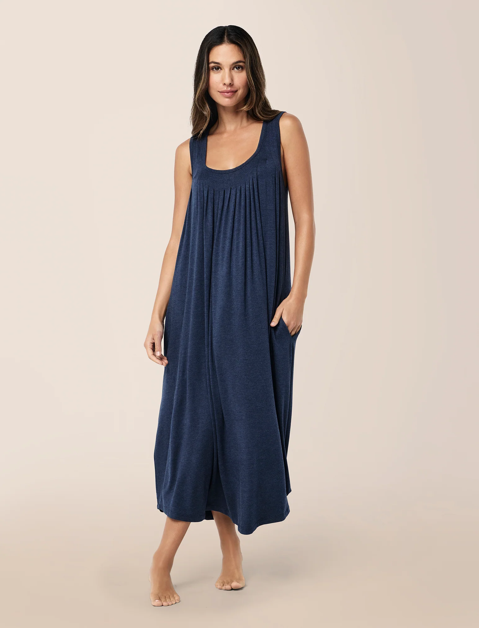 Kate Modal Soft Pleat Front Maxi Nightie - Image 3