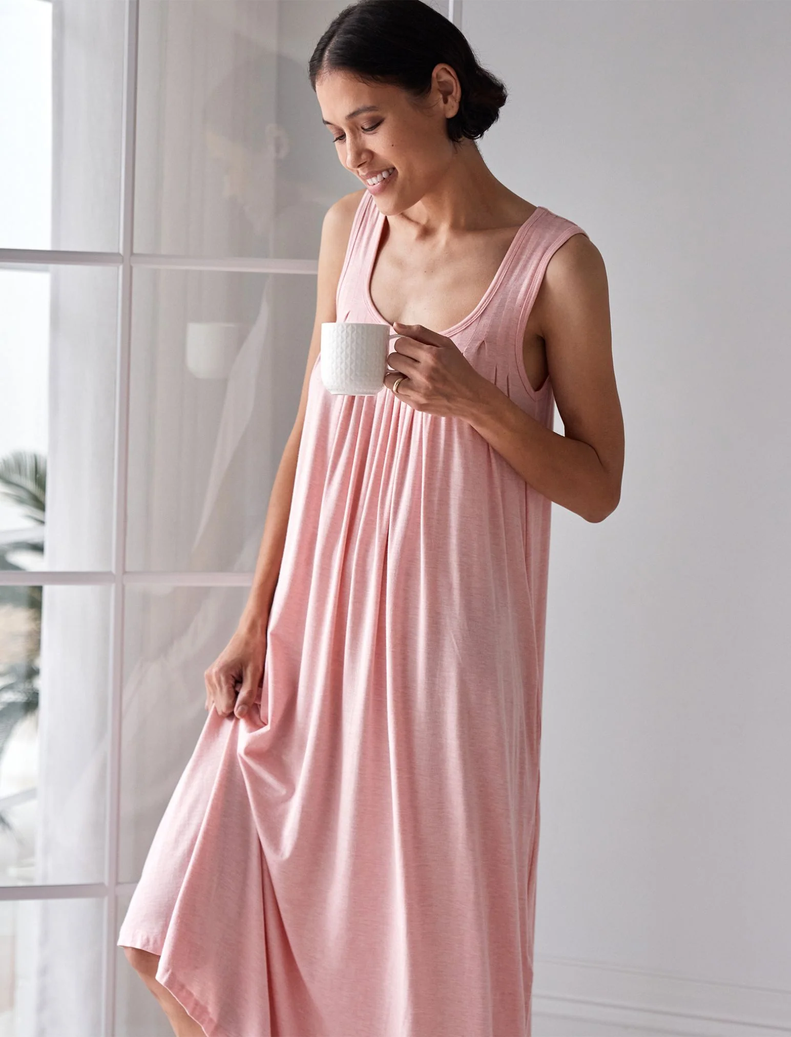 Kate Modal Soft Pleat Front Maxi Nightie - Image 4