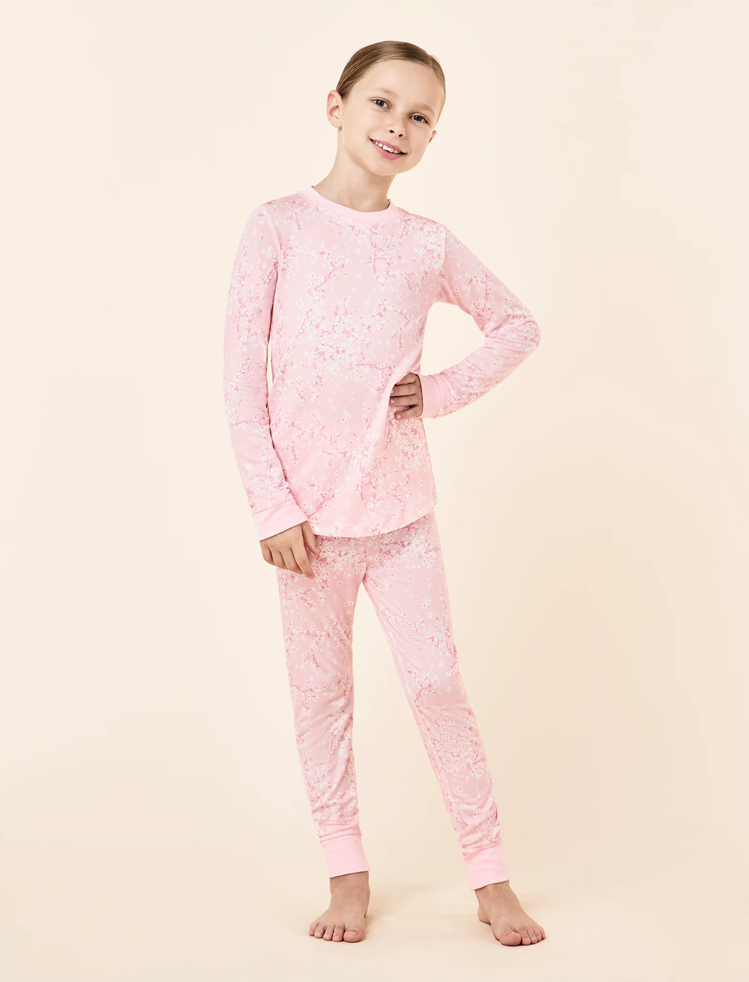 Kids Cheri Blossom Pink Full Length PJ Set