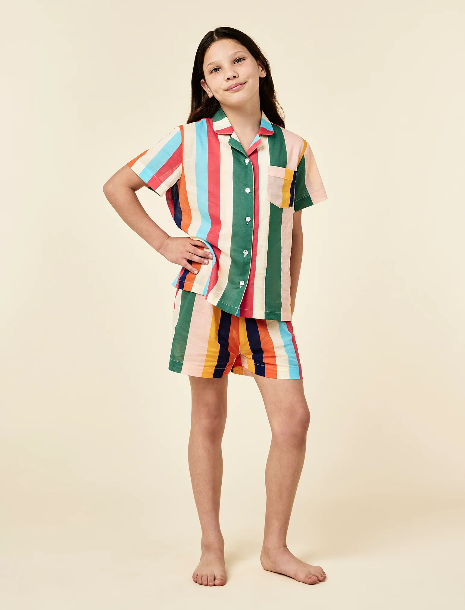 Kids Holiday Stripe Boxer PJ Set