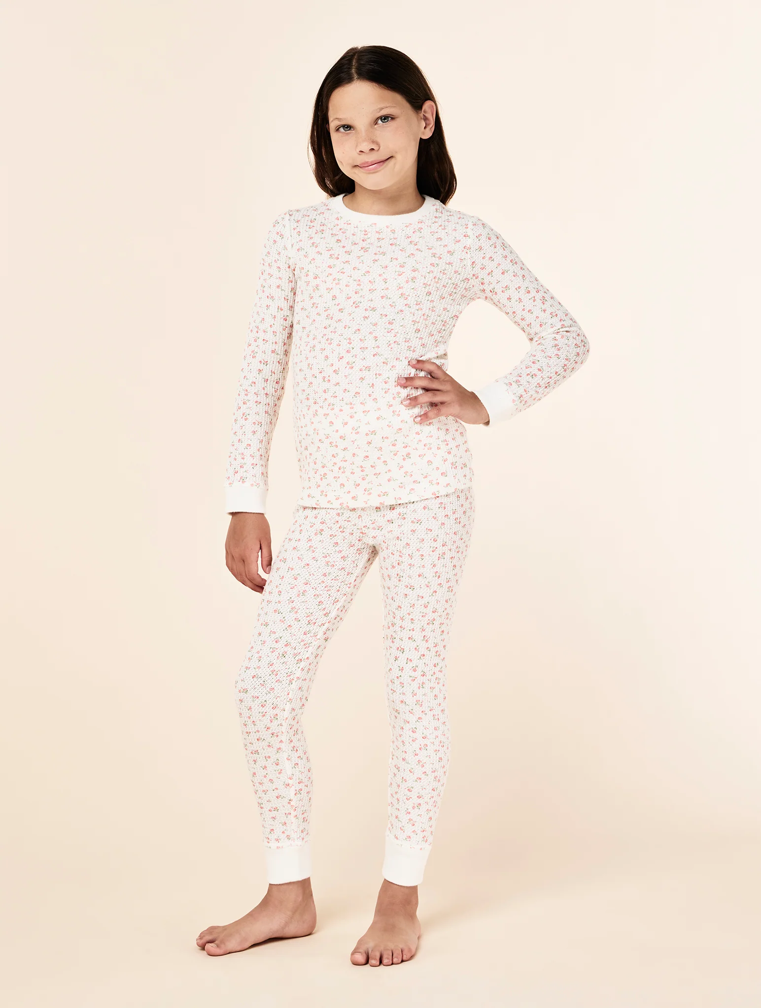 Kids Rosette Waffle Full Length PJ Set - Image 2