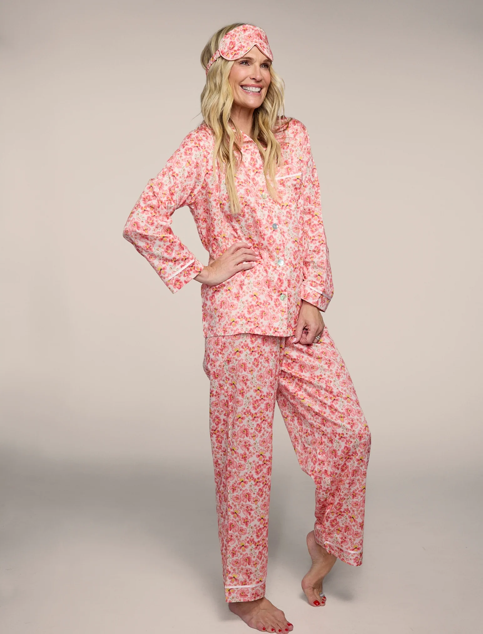Molly Sims Cotton PJ Set & Eye Mask - Image 2