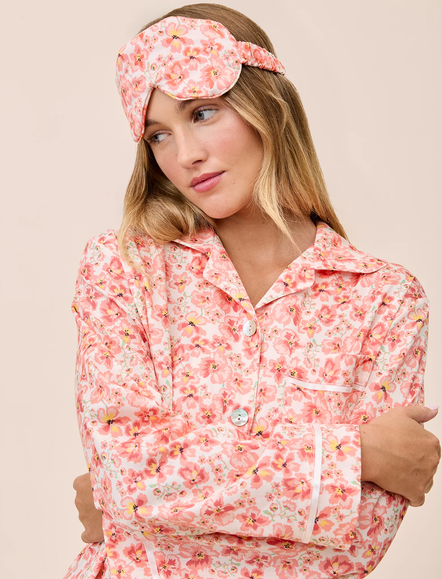 Molly Sims Cotton PJ Set & Eye Mask - Image 3