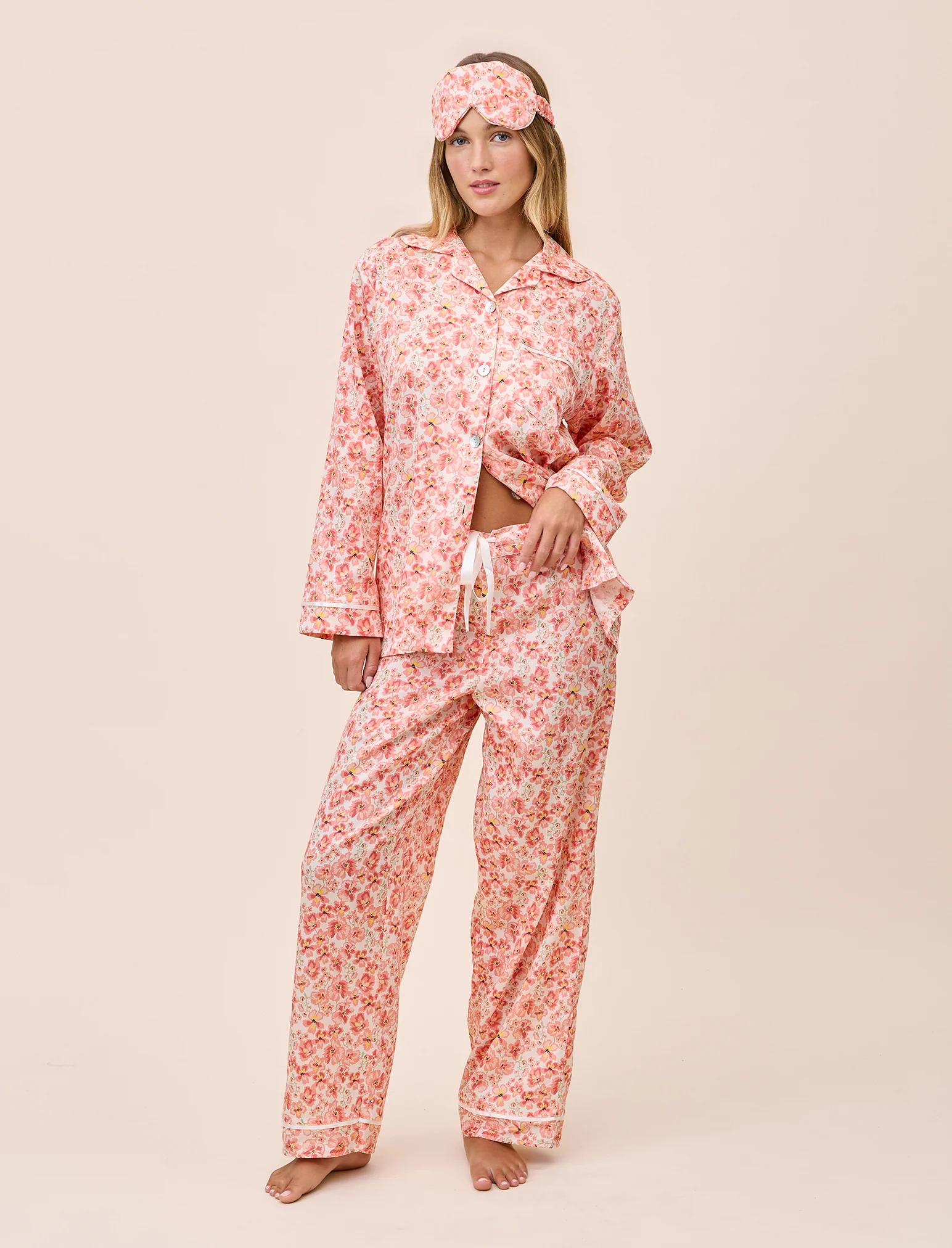 Molly Sims Cotton PJ Set & Eye Mask - Image 4