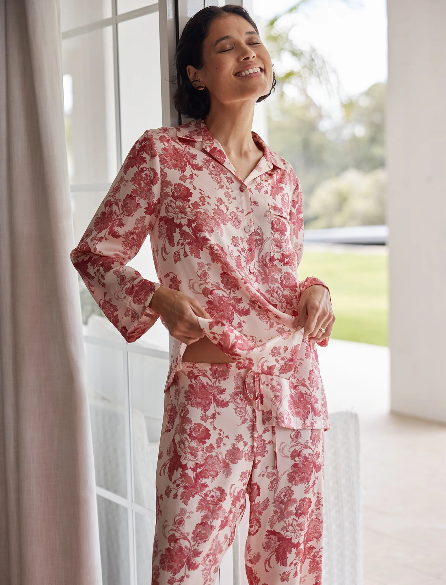 Madelyn Silk Full Length PJ Set - Image 5