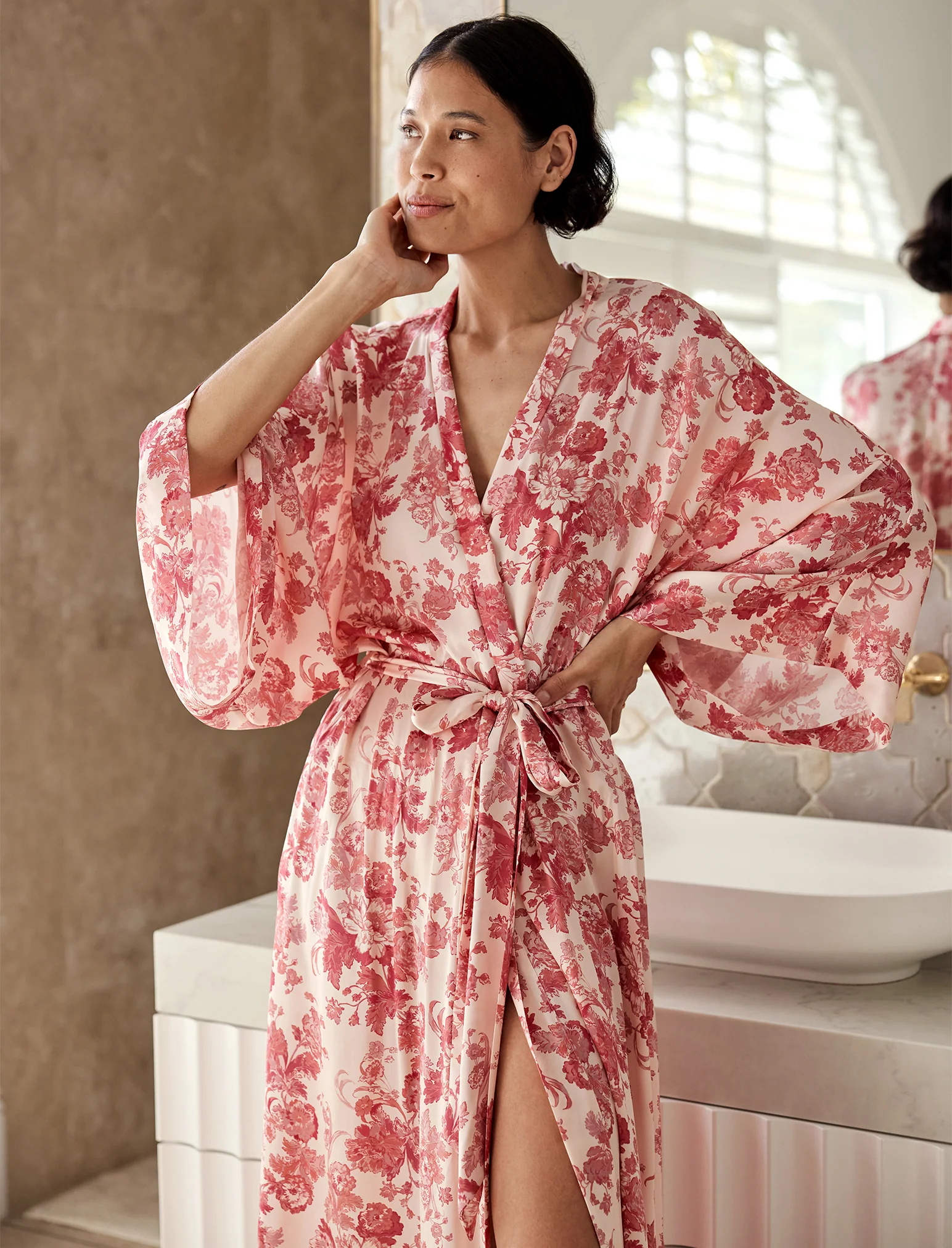 Madelyn Silk Kimono Maxi Robe - Image 3