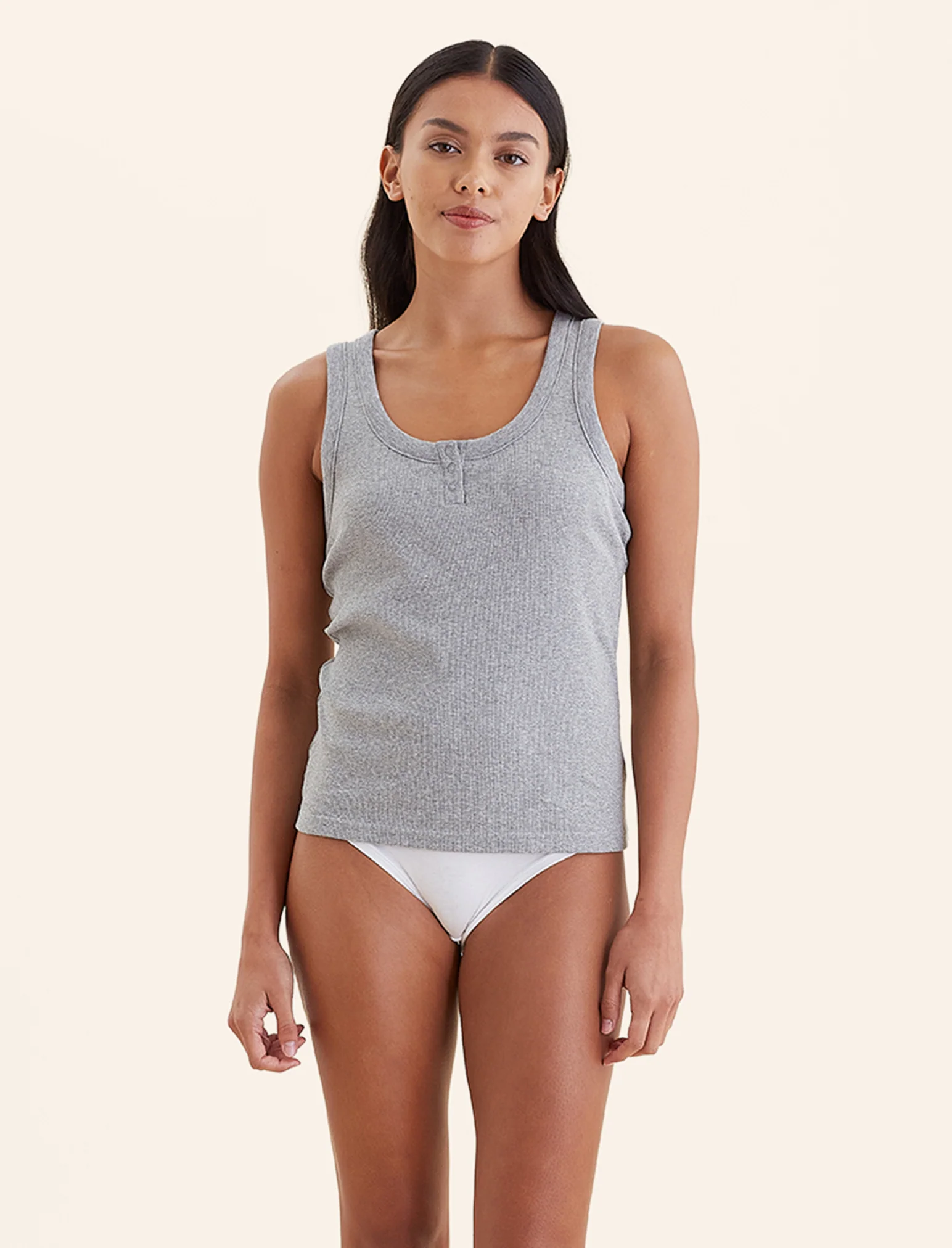 Milla Rib Shelf Bra Henley Tank - Image 6