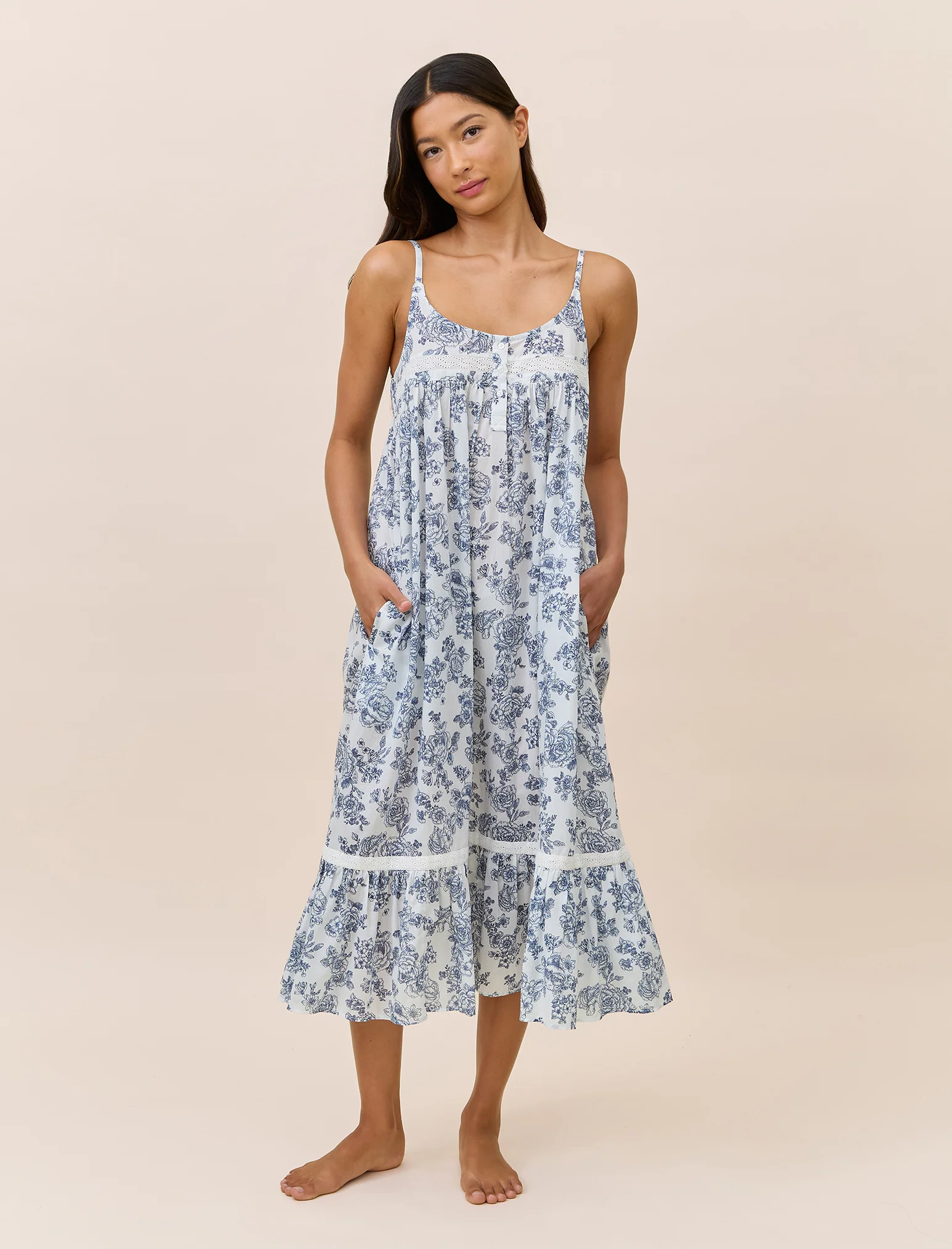 Nostalgia Strappy Lace Trim Nightie