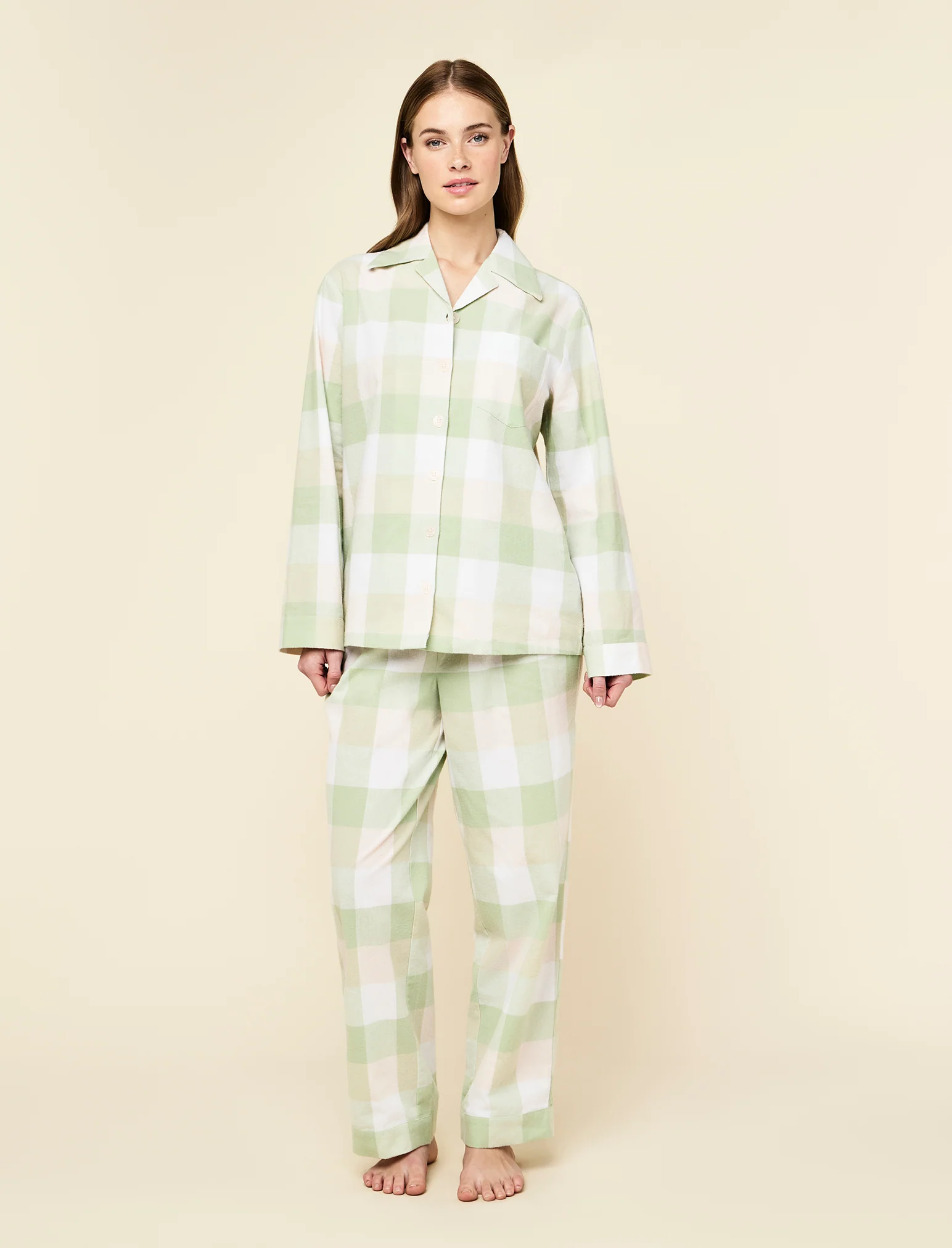 Organic Cotton Plaid Full Length PJ Set - Image 3