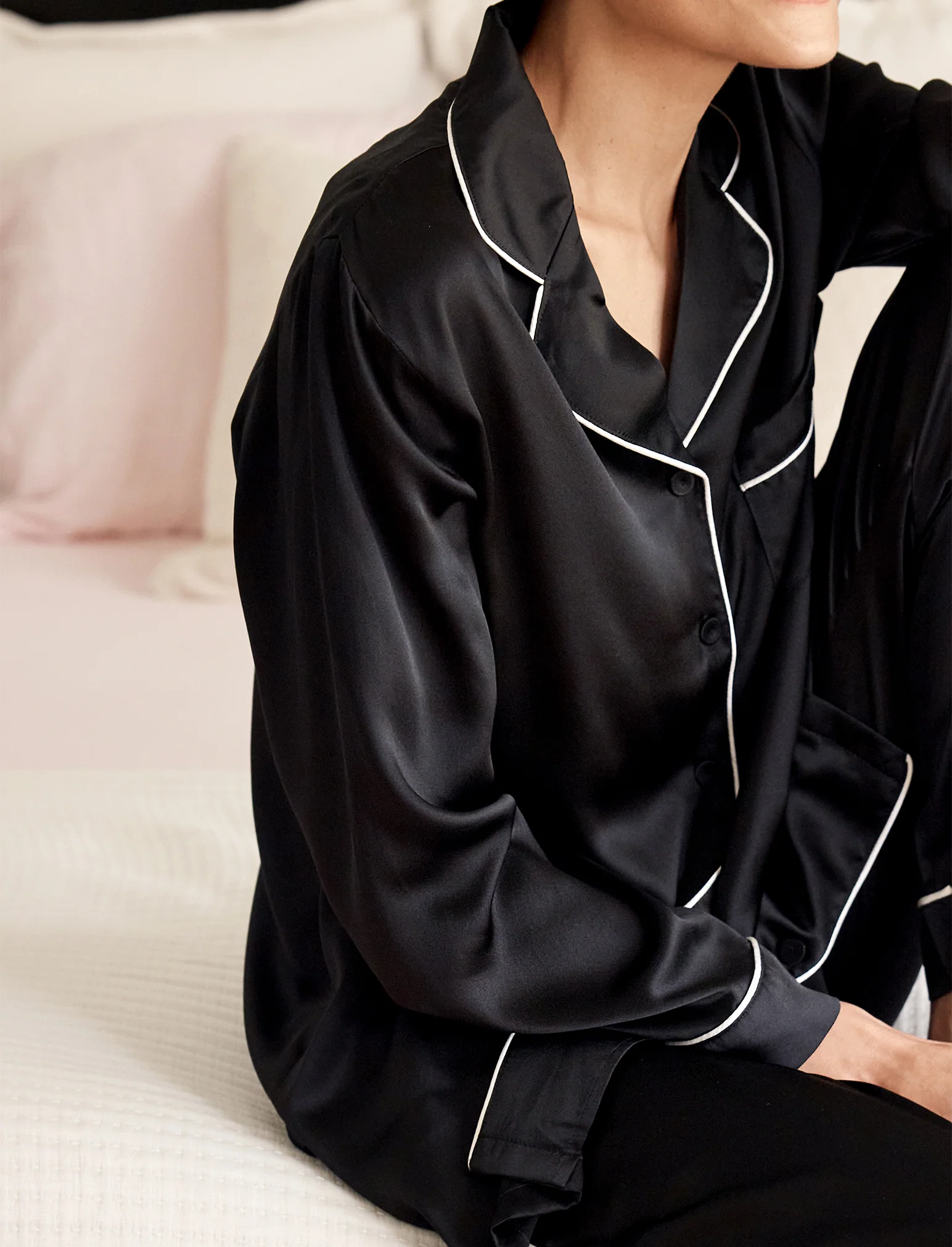 Sylvie Silk Piped Full Length PJ - Image 3