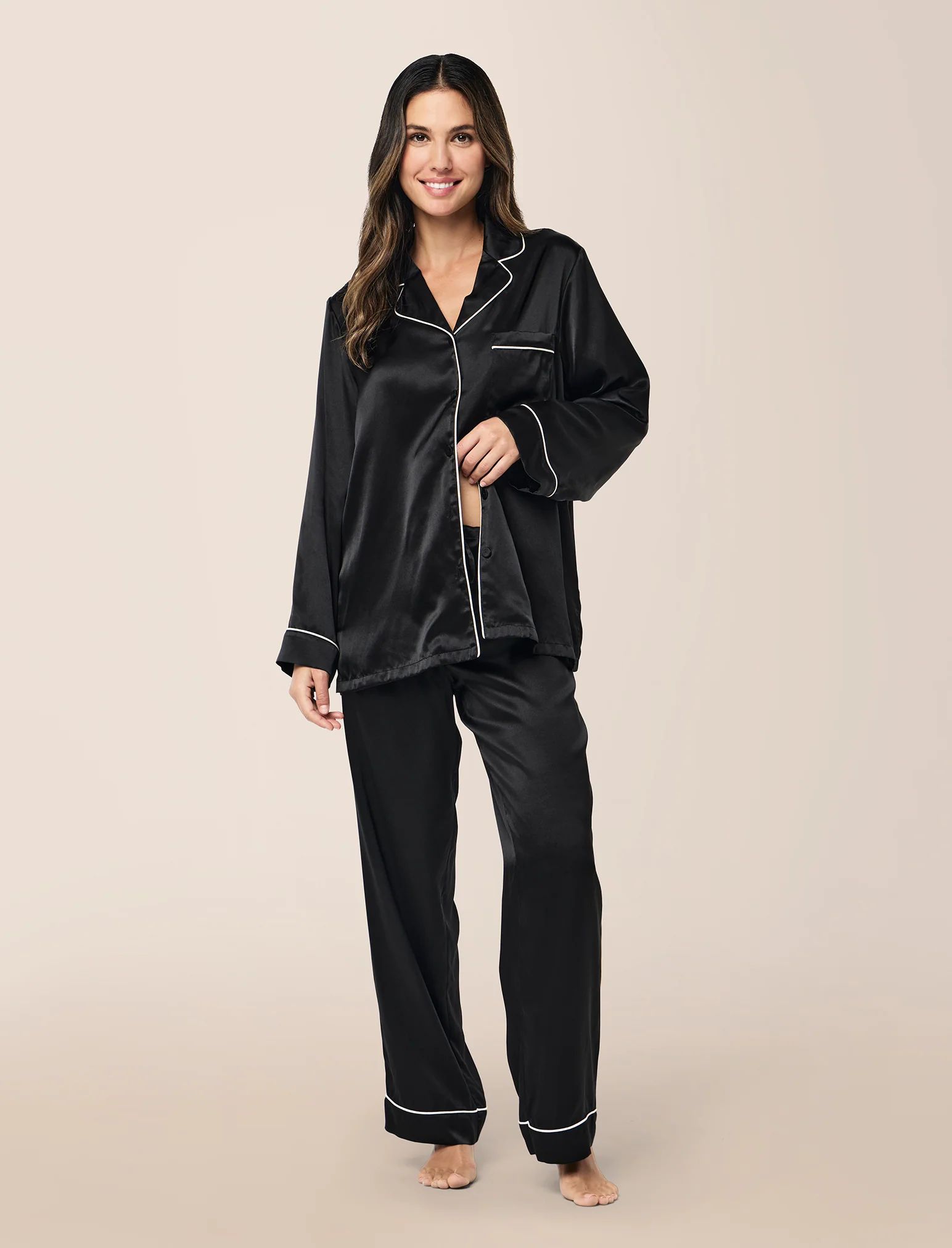 Sylvie Silk Piped Full Length PJ - Image 5