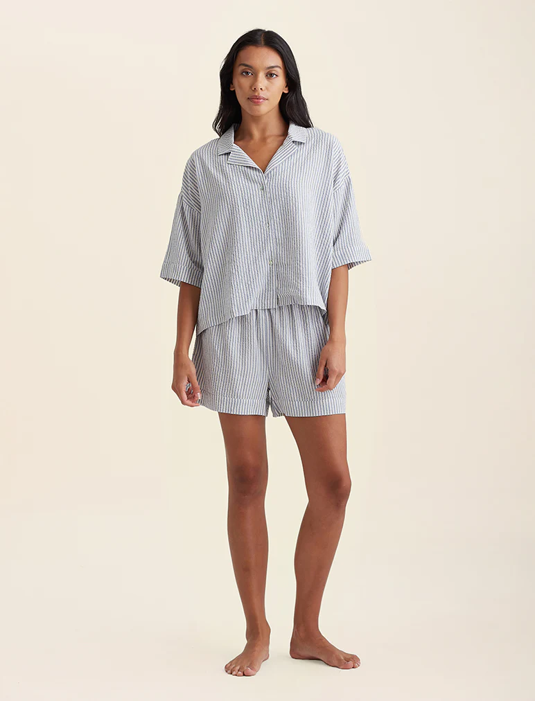 Sabine Seersucker Stripe Boxer PJ Set