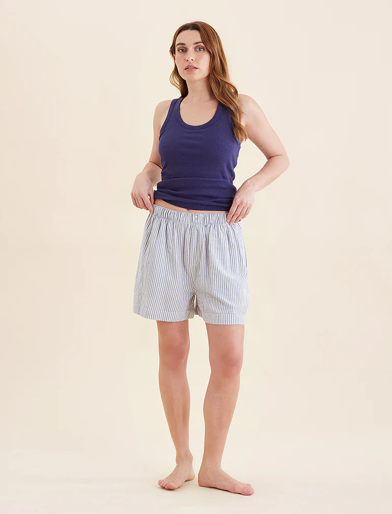 Sabine Seersucker Stripe Boyfriend Short - Image 3
