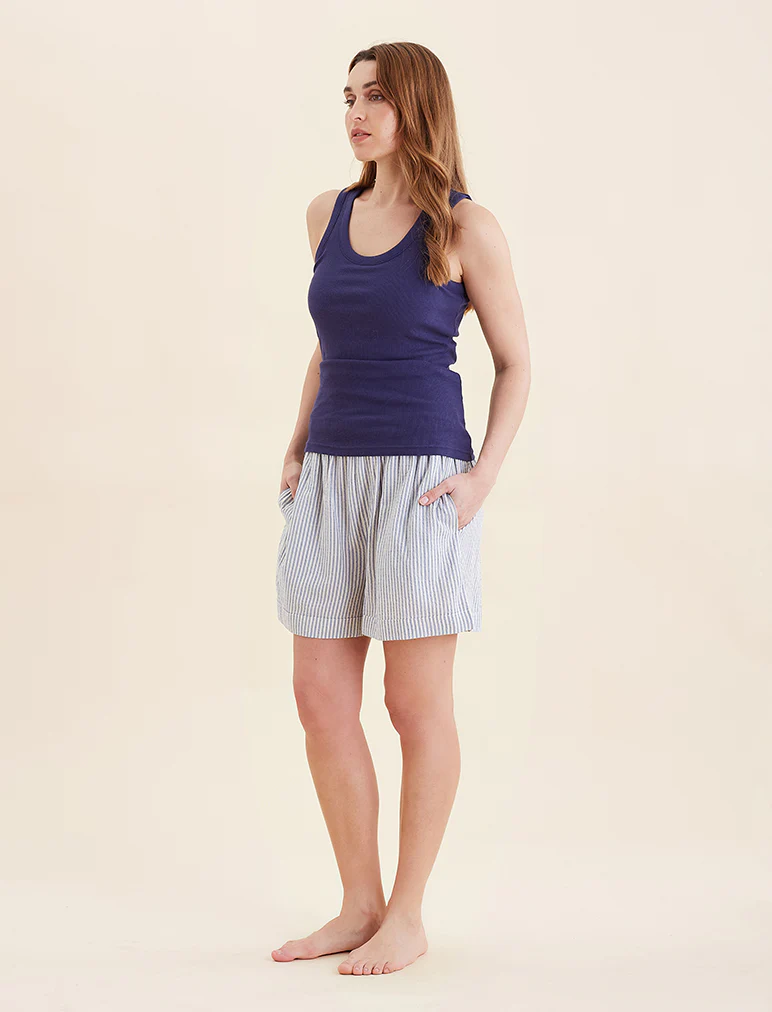 Sabine Seersucker Stripe Boyfriend Short - Image 4