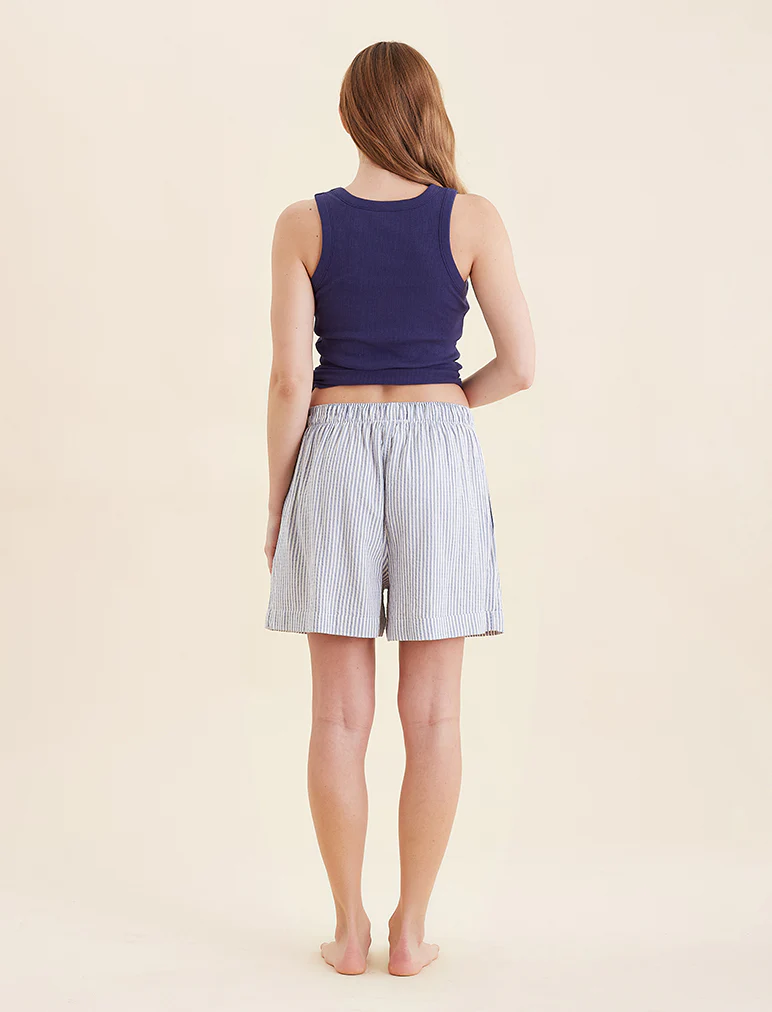 Sabine Seersucker Stripe Boyfriend Short - Image 7