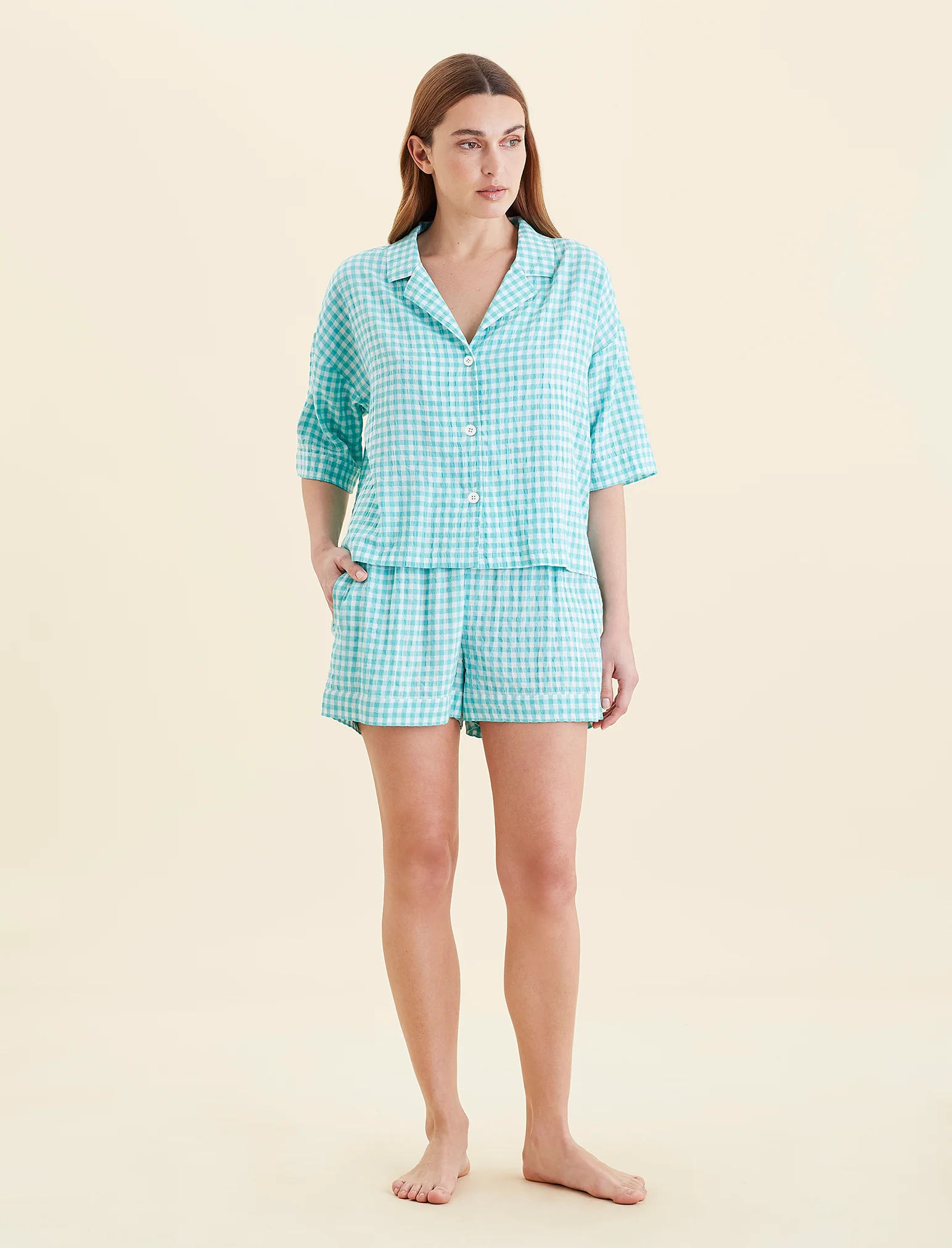 Seersucker Gingham Boxer PJ Set - Image 2