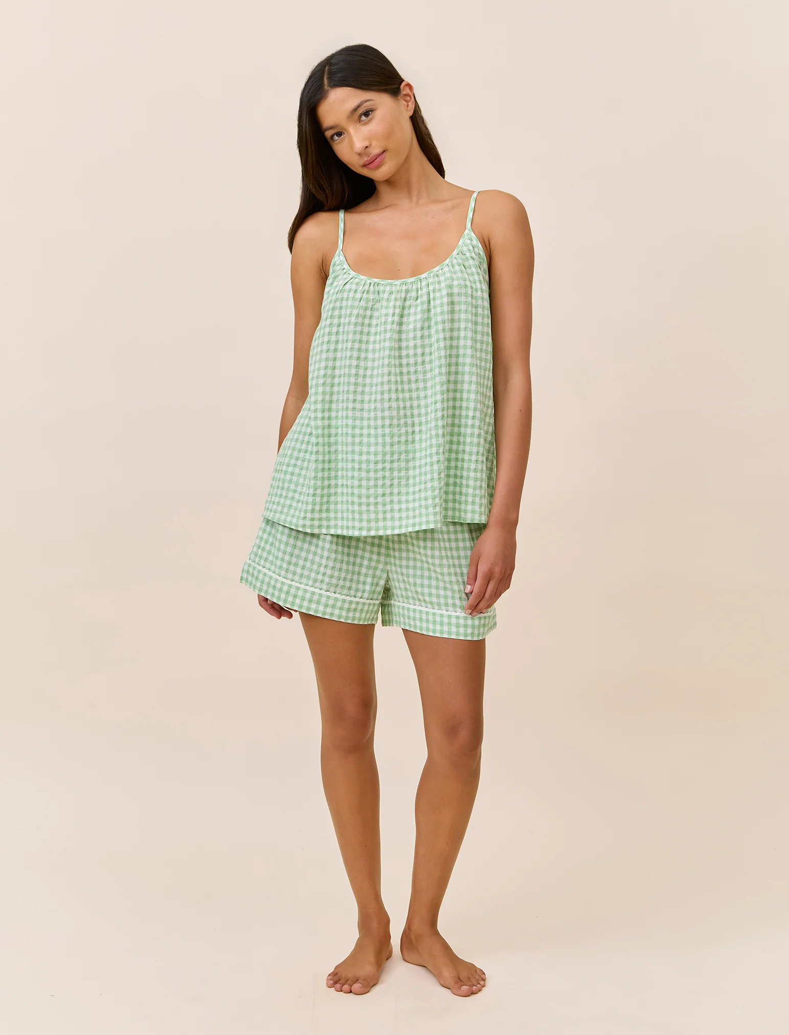 Seersucker Gingham Cami Boxer PJ - Image 3