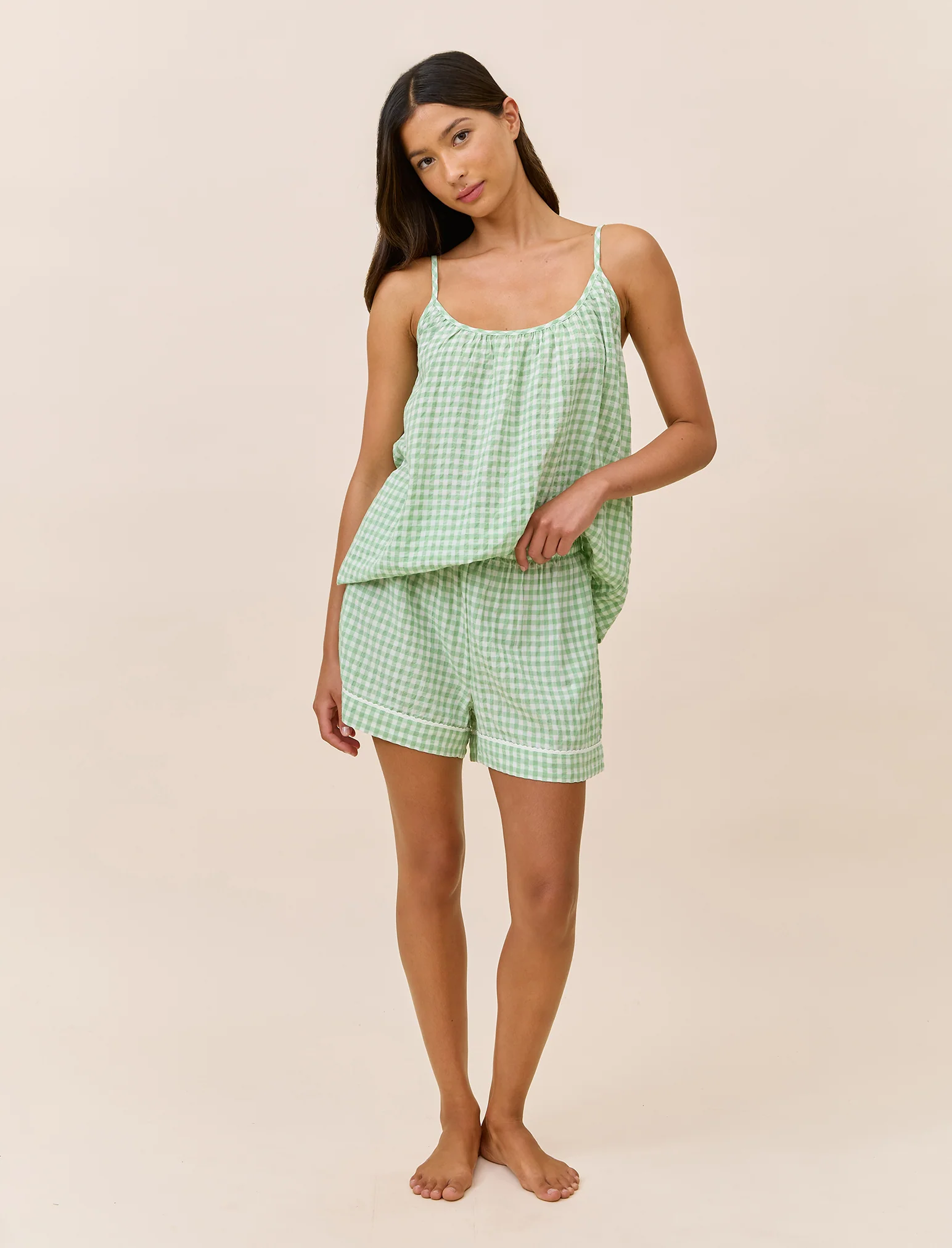 Seersucker Gingham Cami Boxer PJ - Image 4