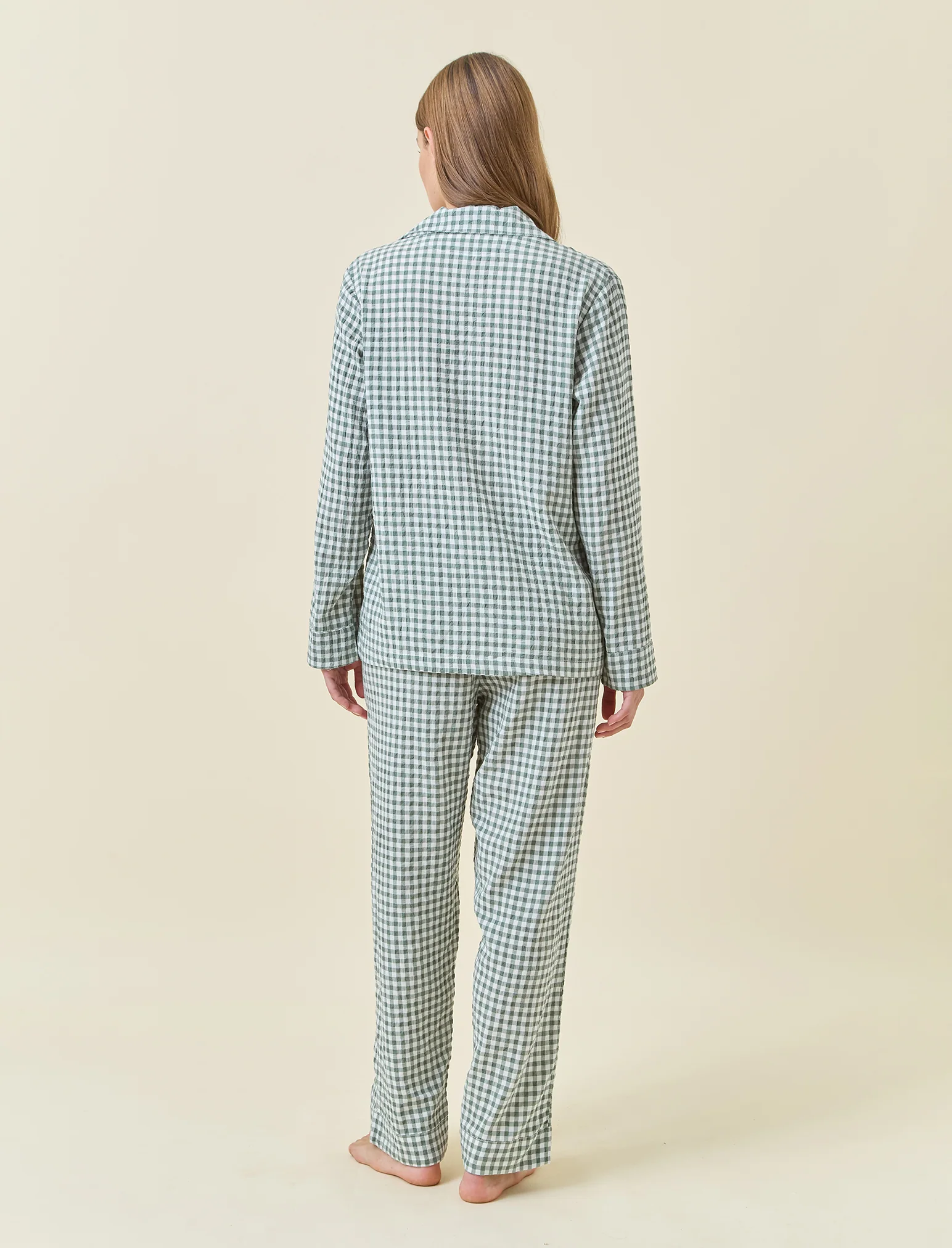 Seersucker Gingham Full Length PJ Set - Image 5