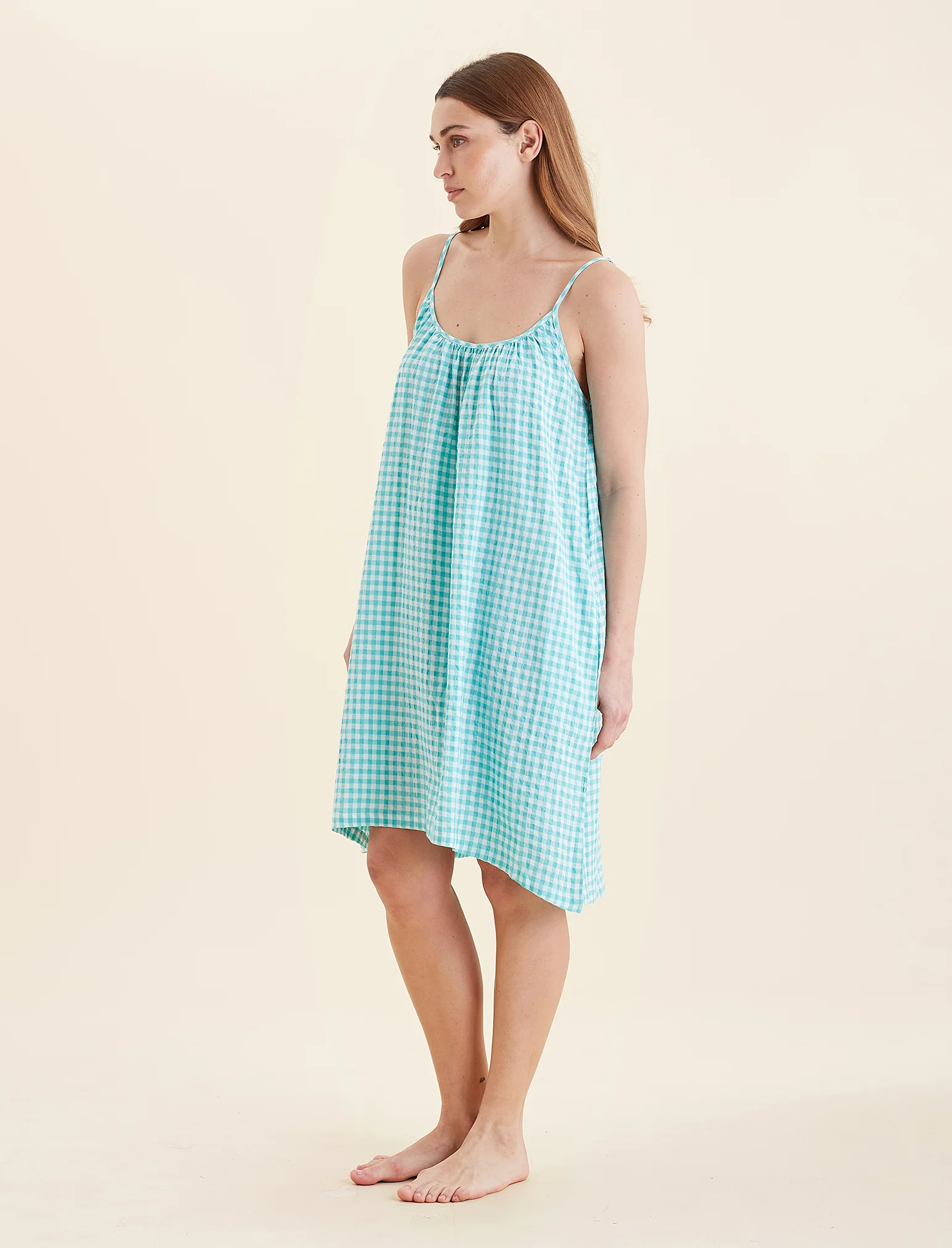 Seersucker Gingham Strappy Nightie - Image 3