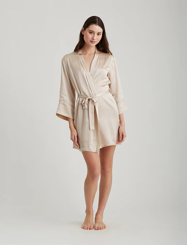 Washable Silk Short Robe - Image 4