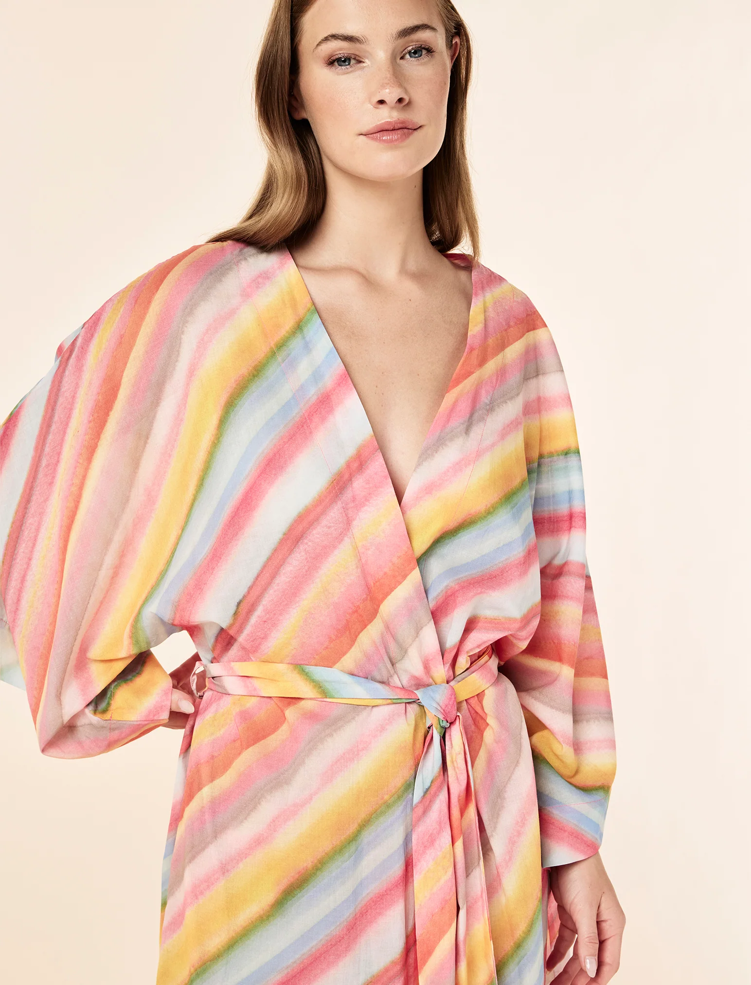Sophie Stripe Maxi Kimono Robe - Image 5