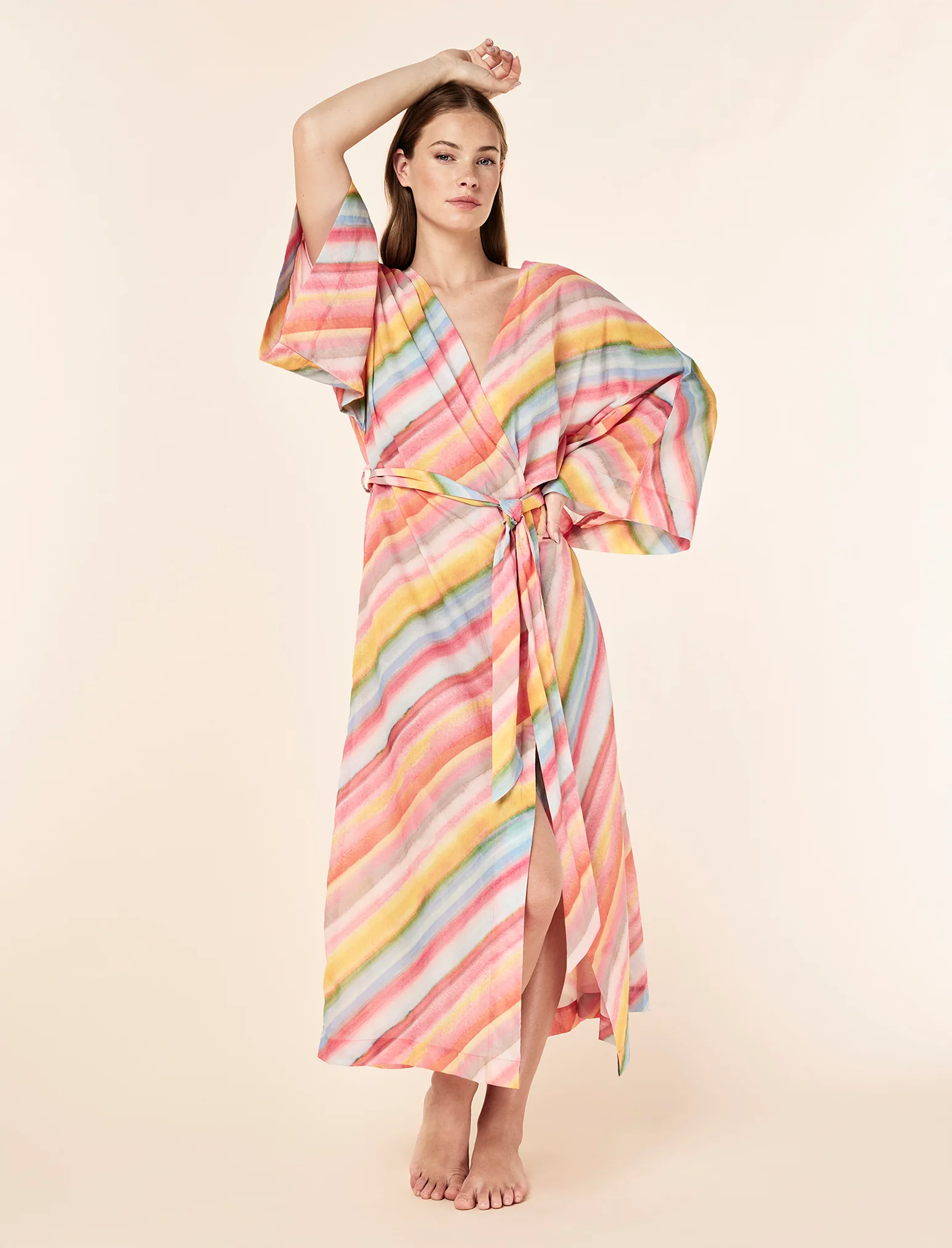 Sophie Stripe Maxi Kimono Robe - Image 7