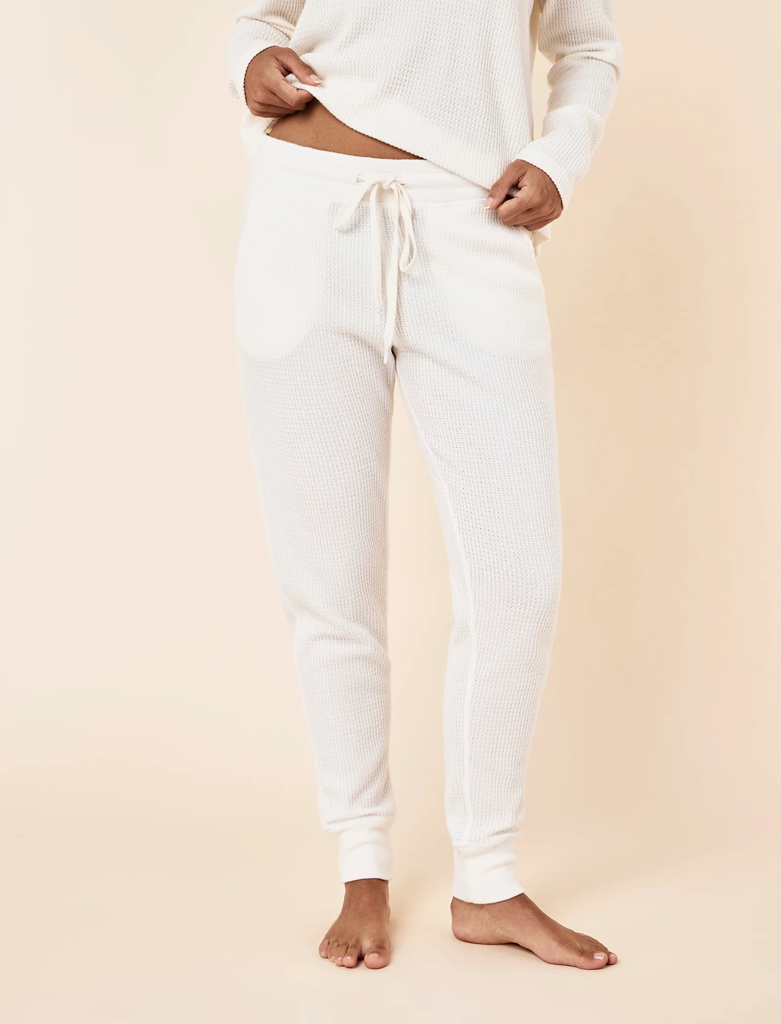 Super Soft Waffle Long Sleeve Henley Top PJ Set - Image 3