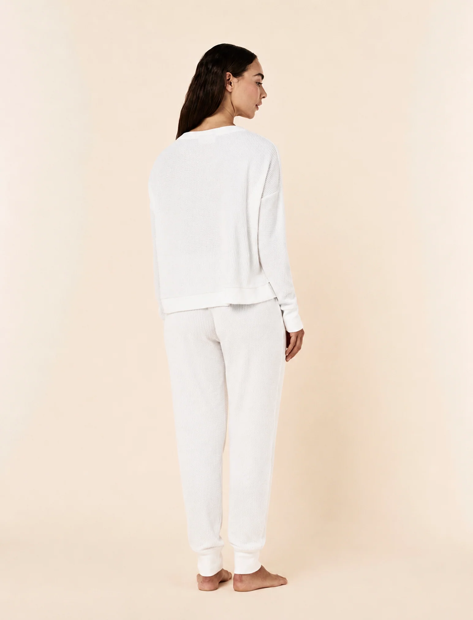 Super Soft Waffle Long Sleeve Henley Top PJ Set - Image 5