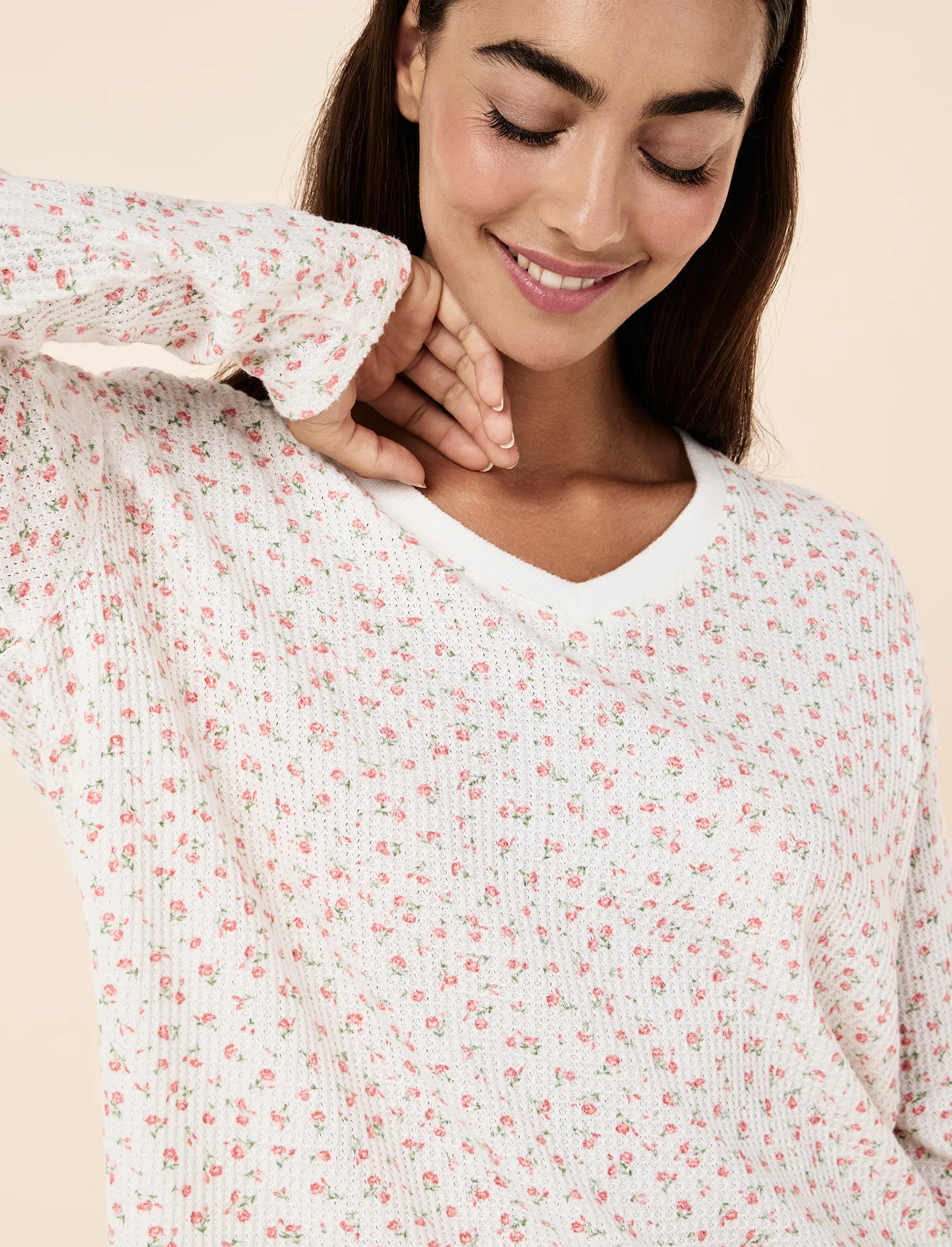 Super Soft Waffle V-Neck Long Sleeve Top & Jogger Set - Image 3