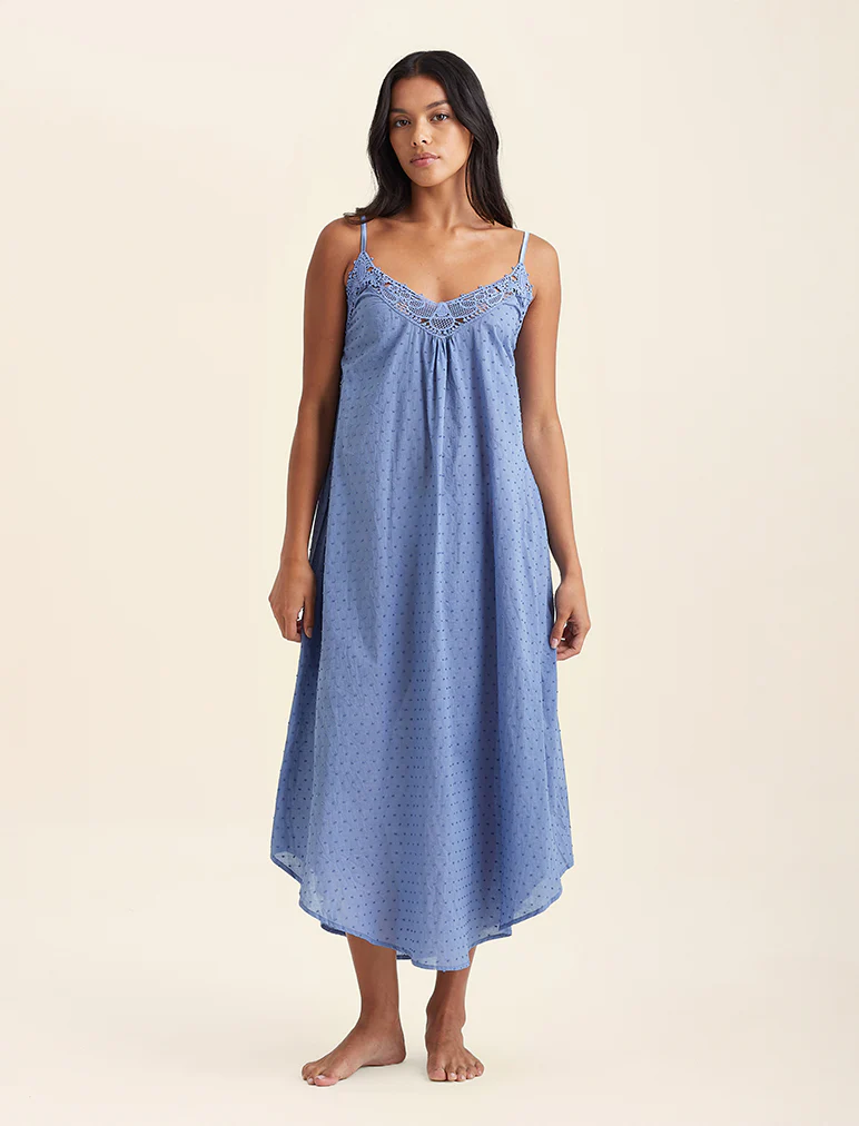 Swiss Dot Lace Front Maxi Nightie - Image 5