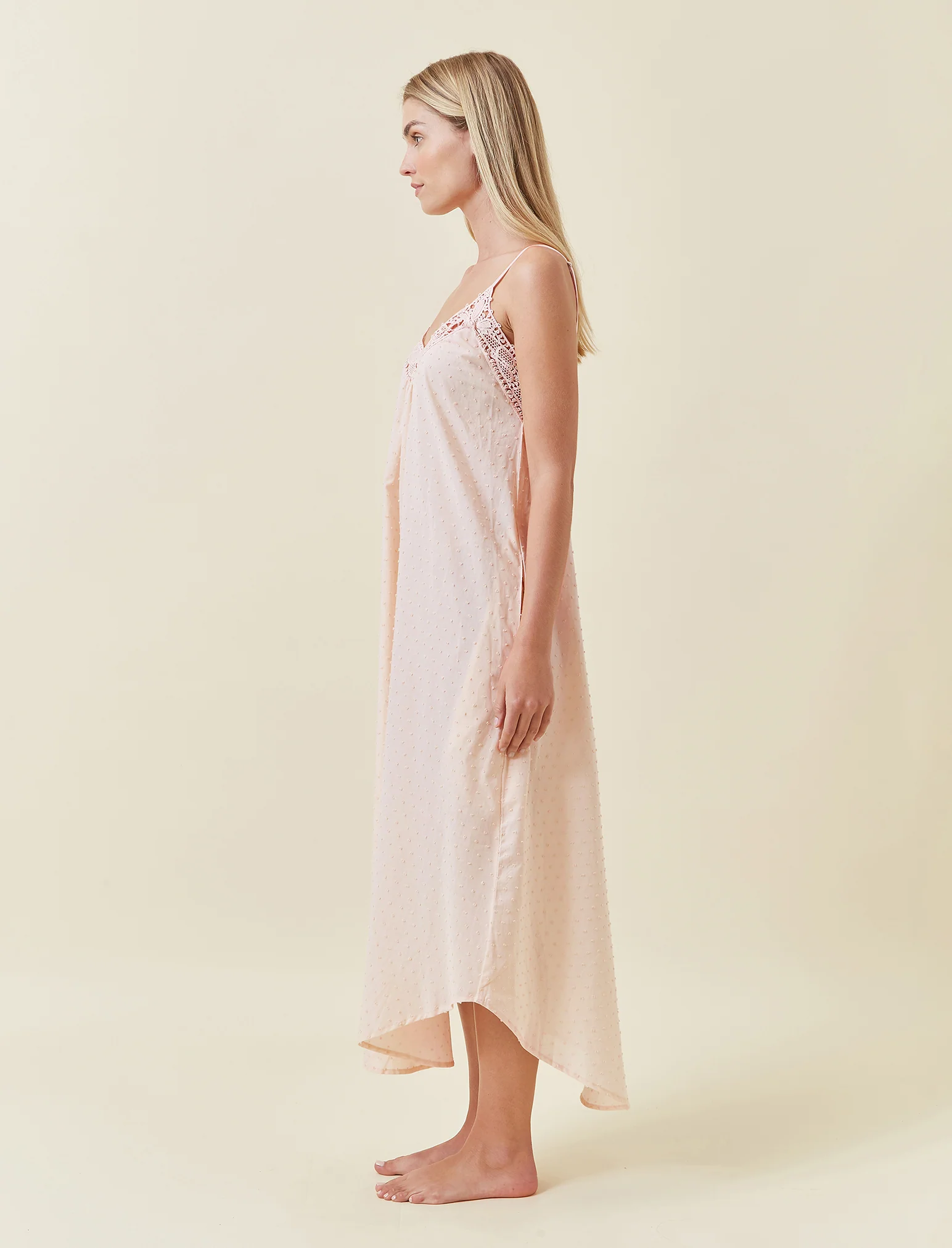 Swiss Dot Lace Front Maxi Nightie - Image 4