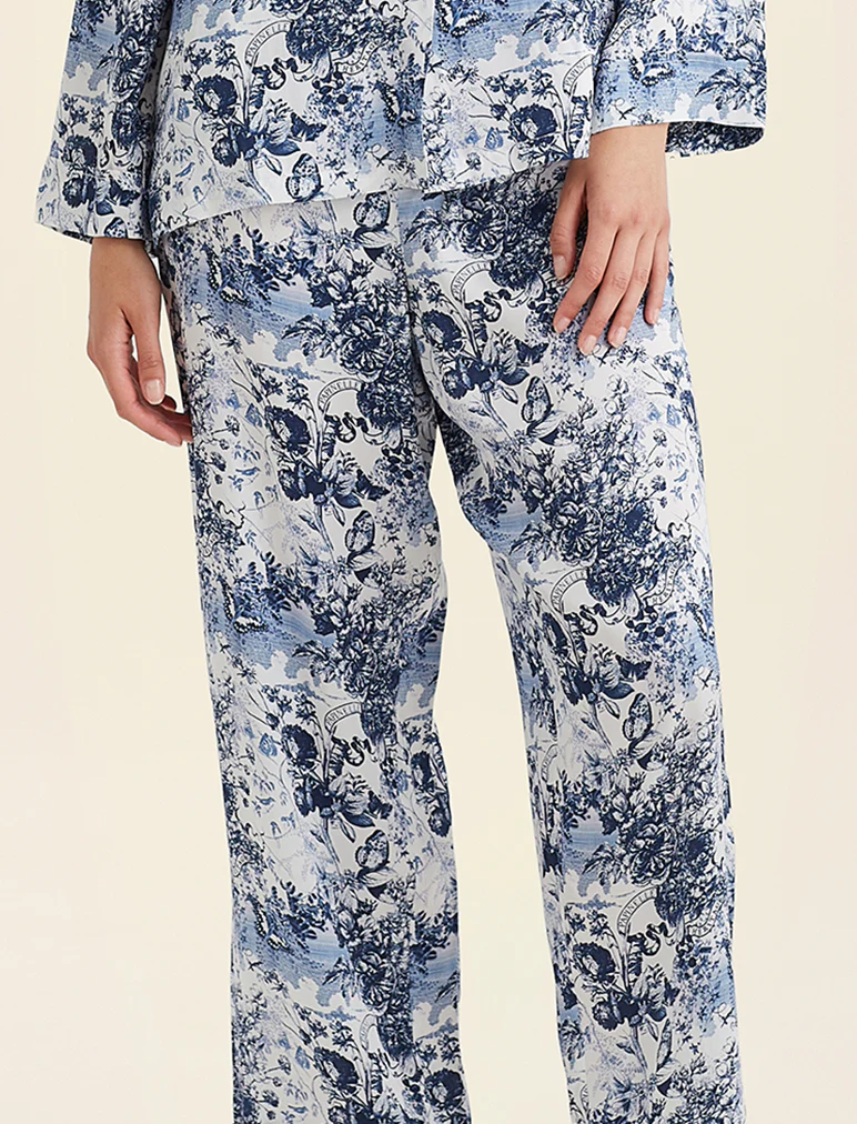 Toile De Jouy Pure Silk Full Length PJ Set - Image 3