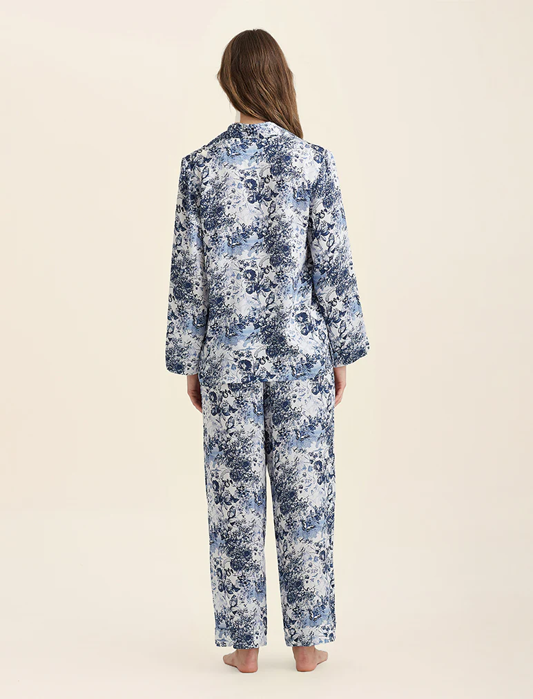 Toile De Jouy Pure Silk Full Length PJ Set - Image 6