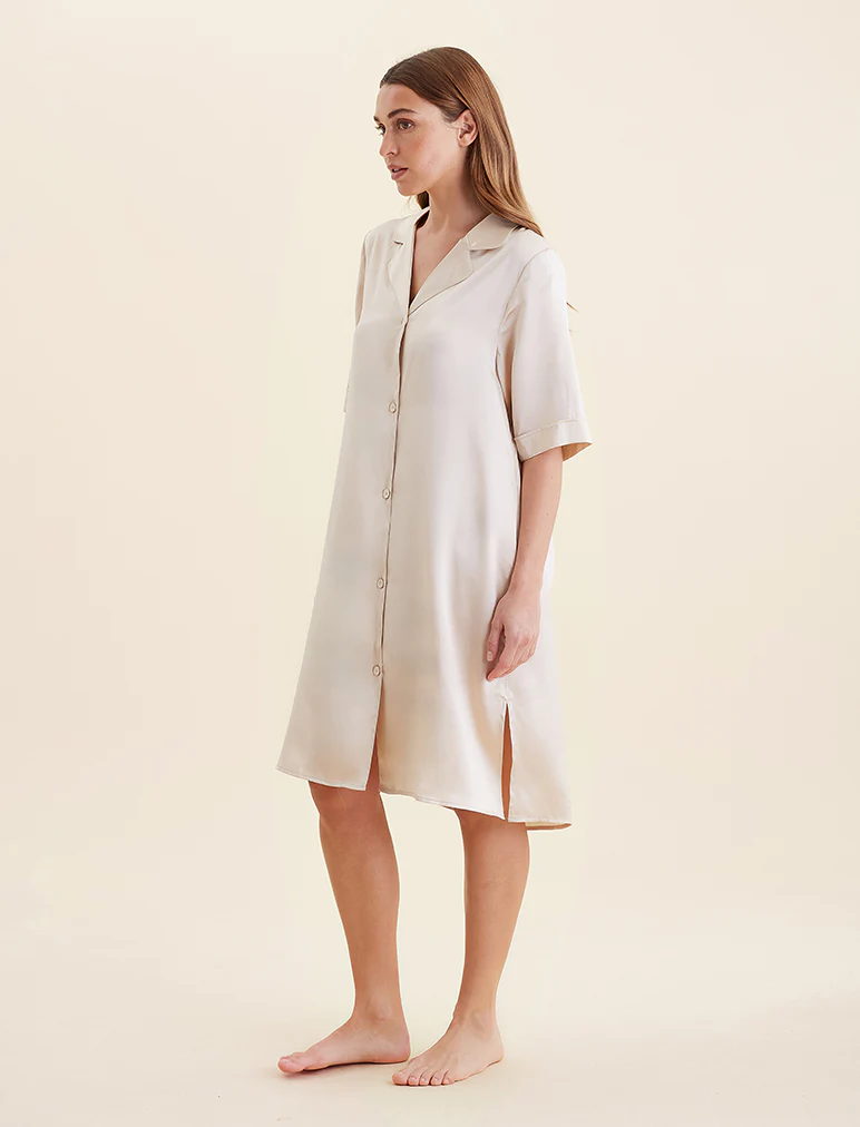 Audrey Washable Silk Short Sleeve Nightshirt - Image 3